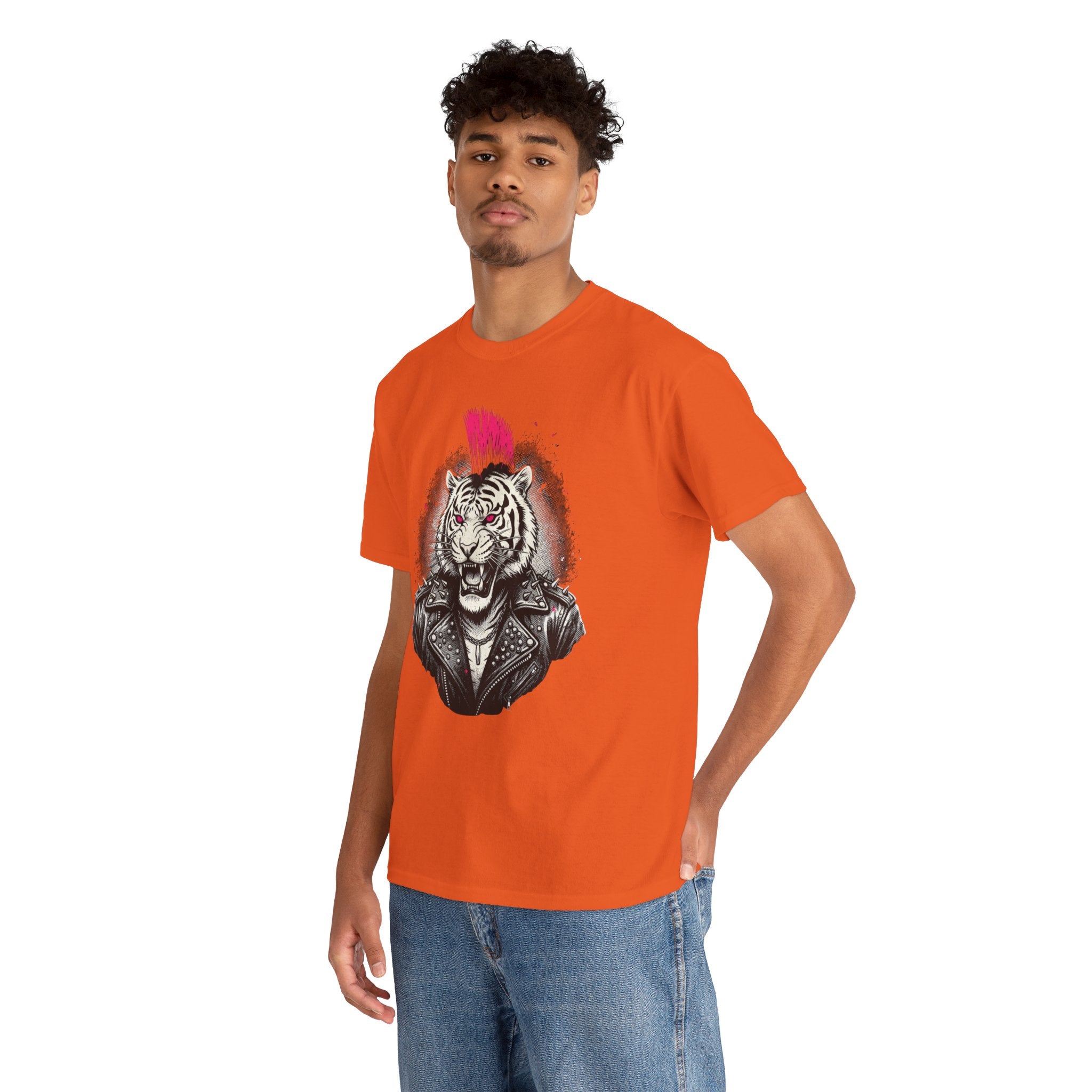 Punk Rock Tiger T-Shirt — Mohawk Tiger Graphic Tee 80's Fashion Rebel