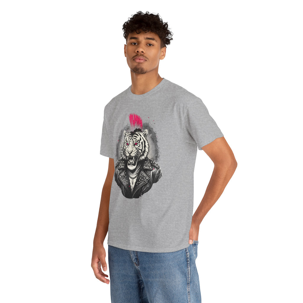 Punk Rock Tiger T-Shirt — Mohawk Tiger Graphic Tee 80's Fashion Rebel