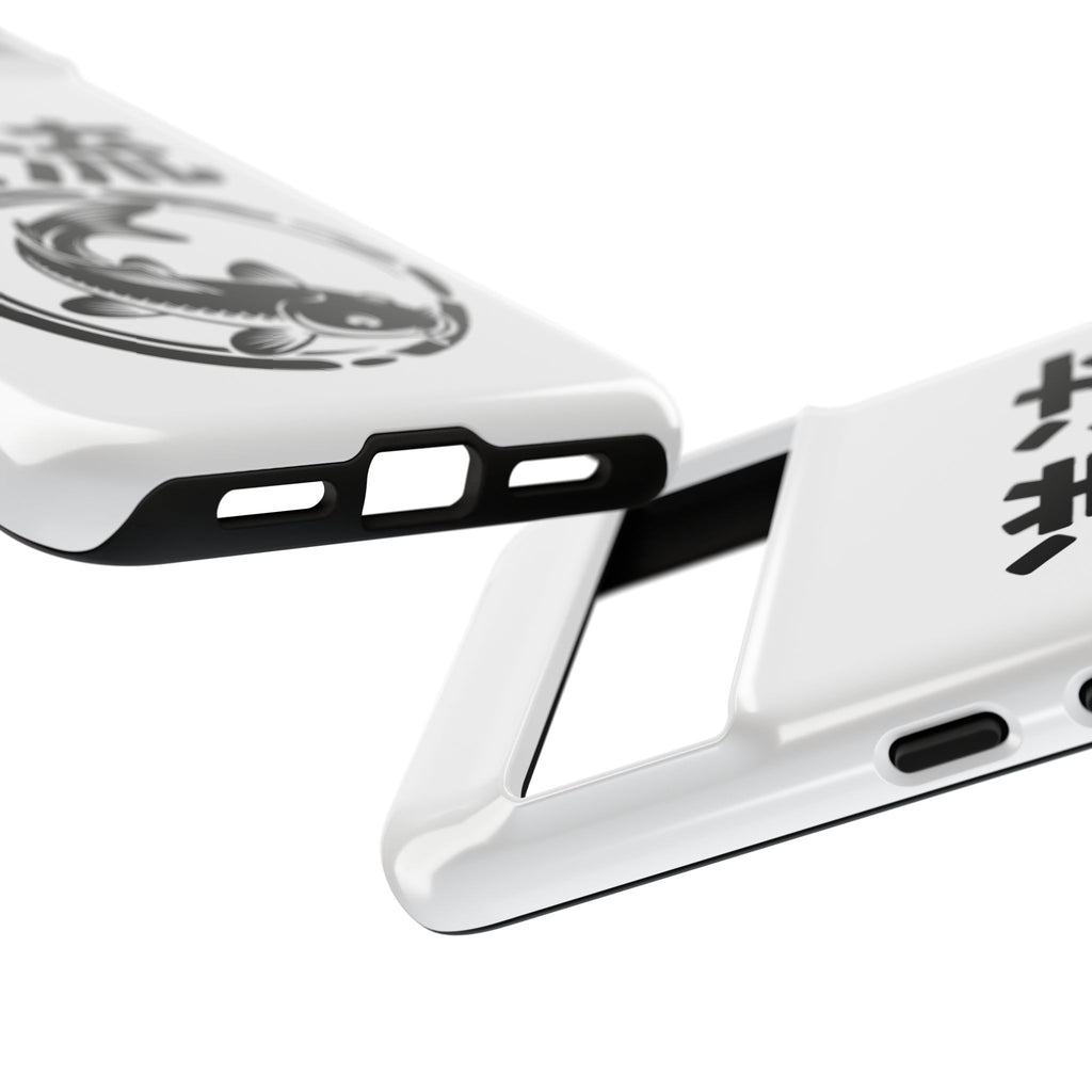 Phone Case — Koi Fish Yin Yang with Japanese Kanji (逆流) — Tough Protective Cover 80s Design