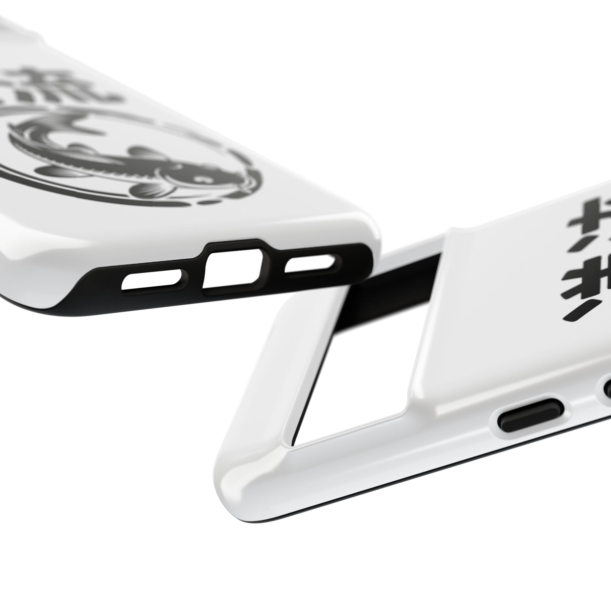 Phone Case — Koi Fish Yin Yang with Japanese Kanji (逆流) — Tough Protective Cover 80s Design