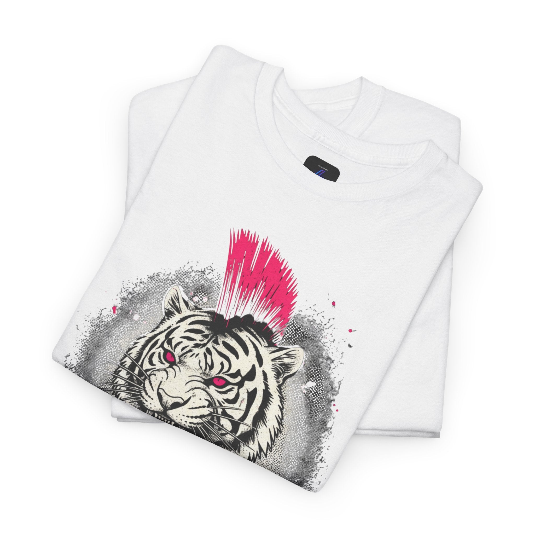 Punk Rock Tiger T-Shirt — Mohawk Tiger Graphic Tee 80's Fashion Rebel