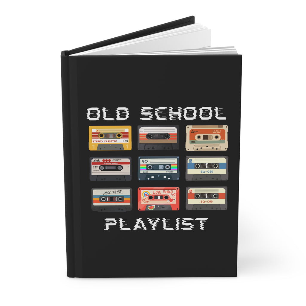 Old School Playlist Hardcover Journal — Retro 80's Cassette Tape Notebook
