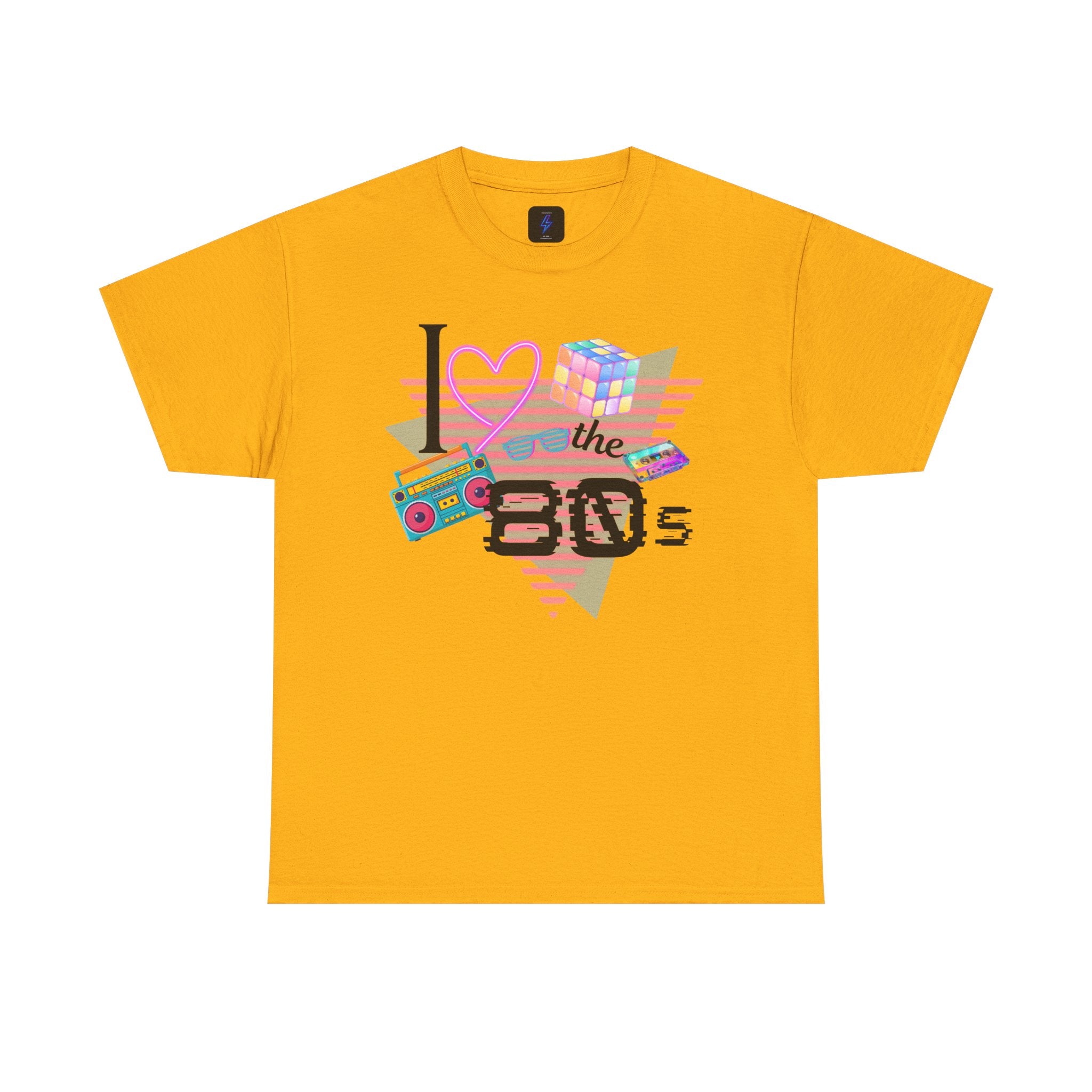 I Love the 80s T-Shirt — Retro Cassette, Rubik’s Cube & Neon Vintage Tee