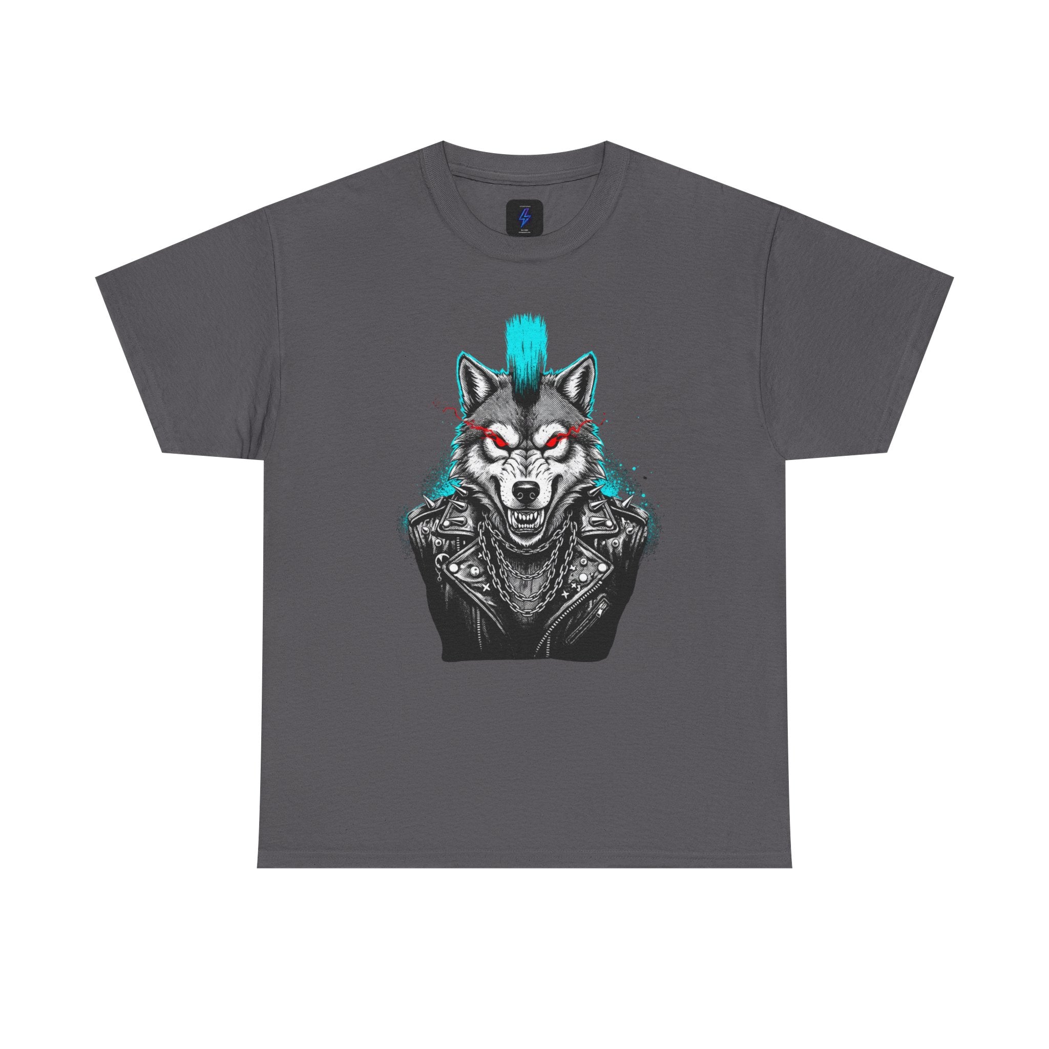 Wolf Punk Graphic Tee — Fierce Tribal Wolf Illustration T-Shirt 80's Rebel Fashion