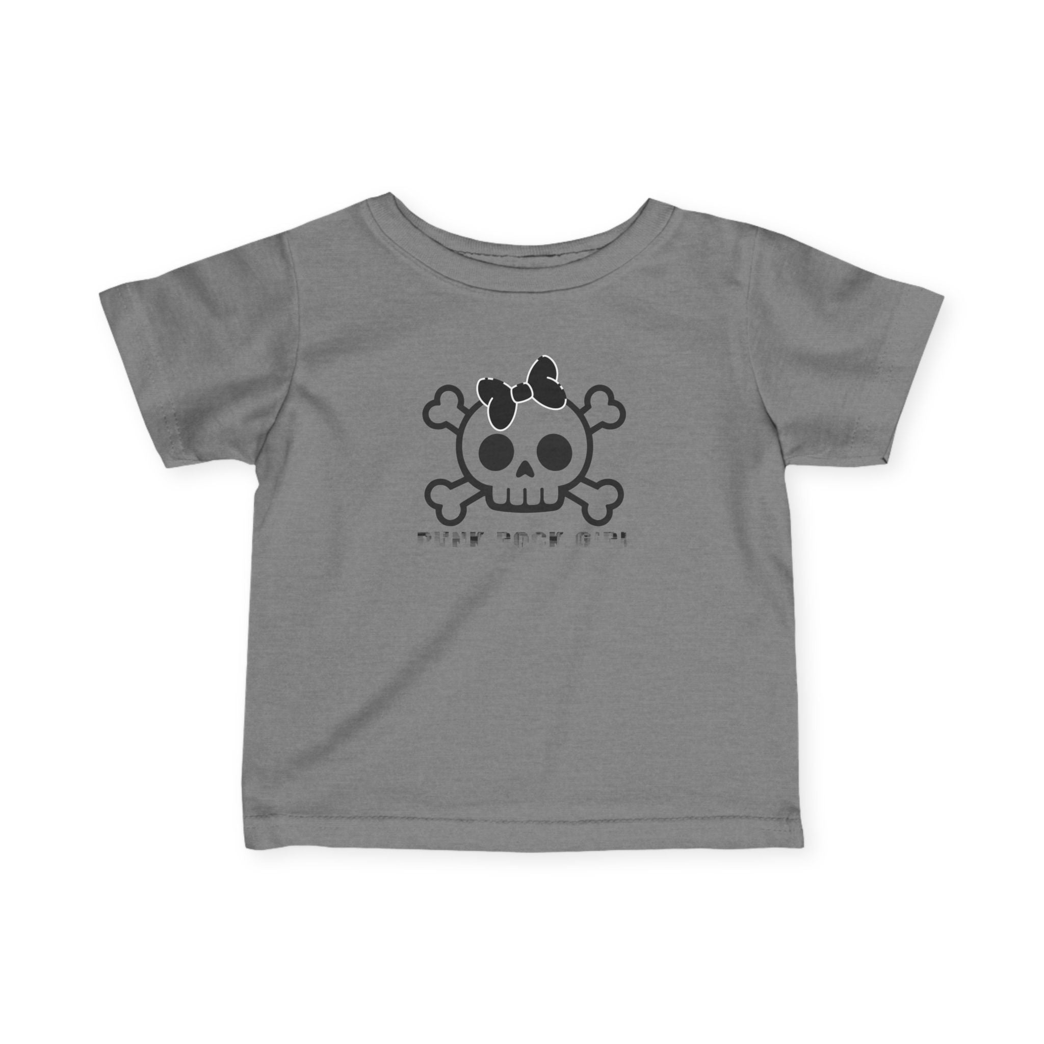 Infant Tee — Cute Skull & Crossbones Baby Shirt (Bow Accent) 80s Retro