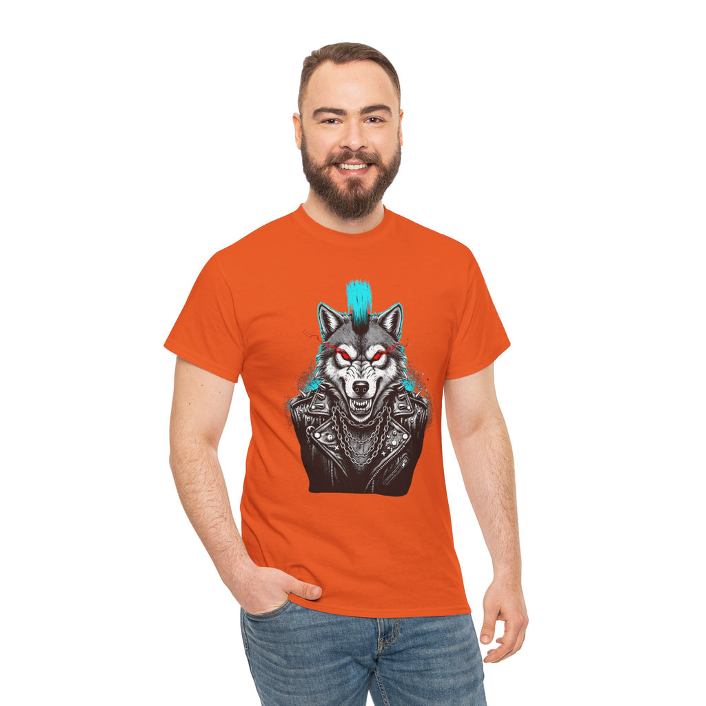 Wolf Punk Graphic Tee — Fierce Tribal Wolf Illustration T-Shirt 80's Rebel Fashion