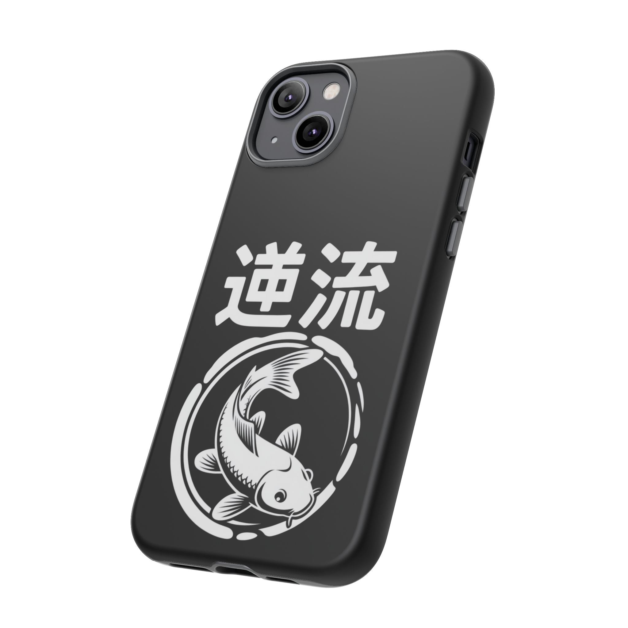 Koi '逆流' Tough Phone Case — Black Protective iPhone Cover - 80s Design