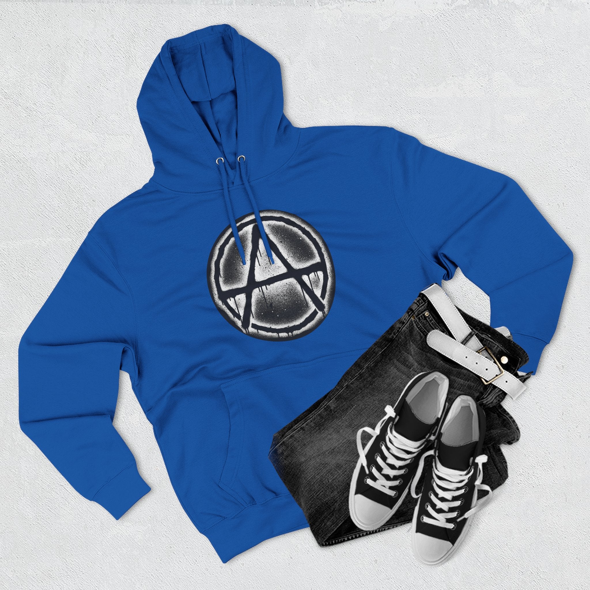 Anarchy Symbol Hoodie — Grunge Circle Anarchy Graphic Pullover 80's Fashion