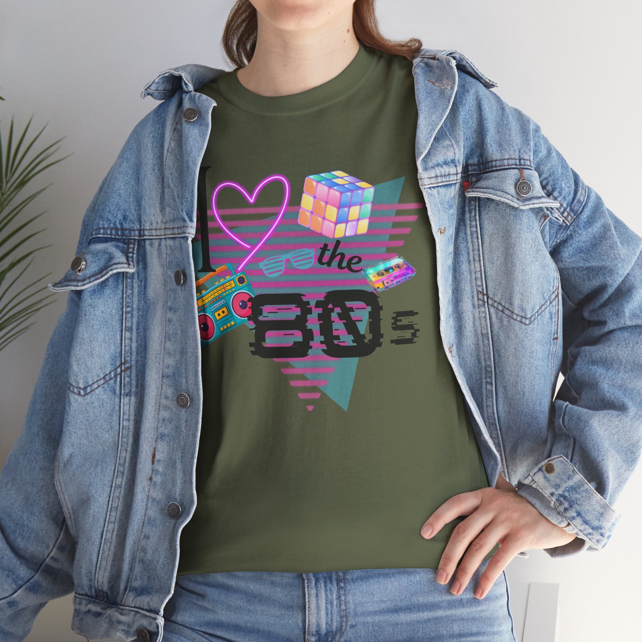 I Love the 80s T-Shirt — Retro Cassette, Rubik’s Cube & Neon Vintage Tee