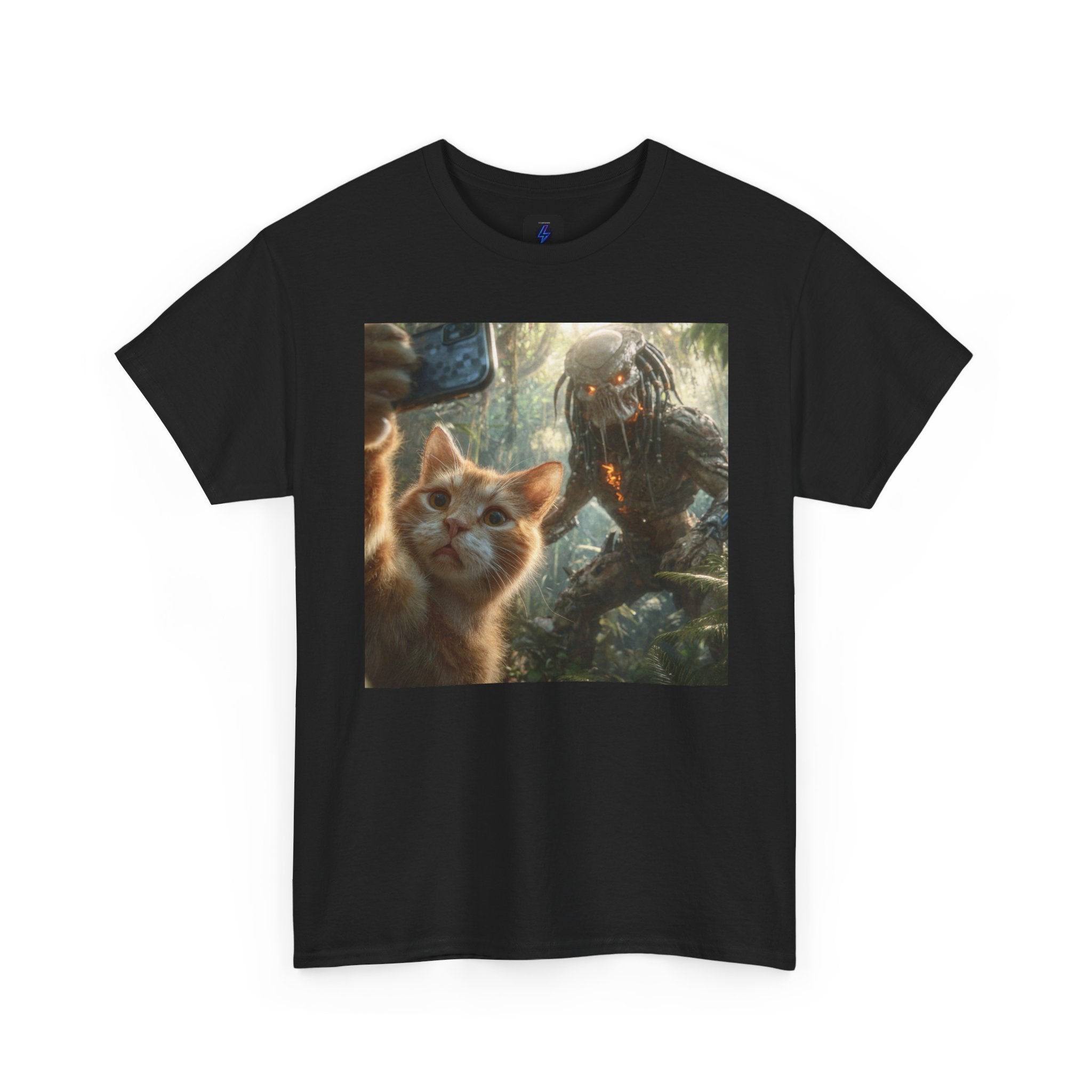 Cat Selfie with Monster Tee | Fantasy Creature Forest Shirt