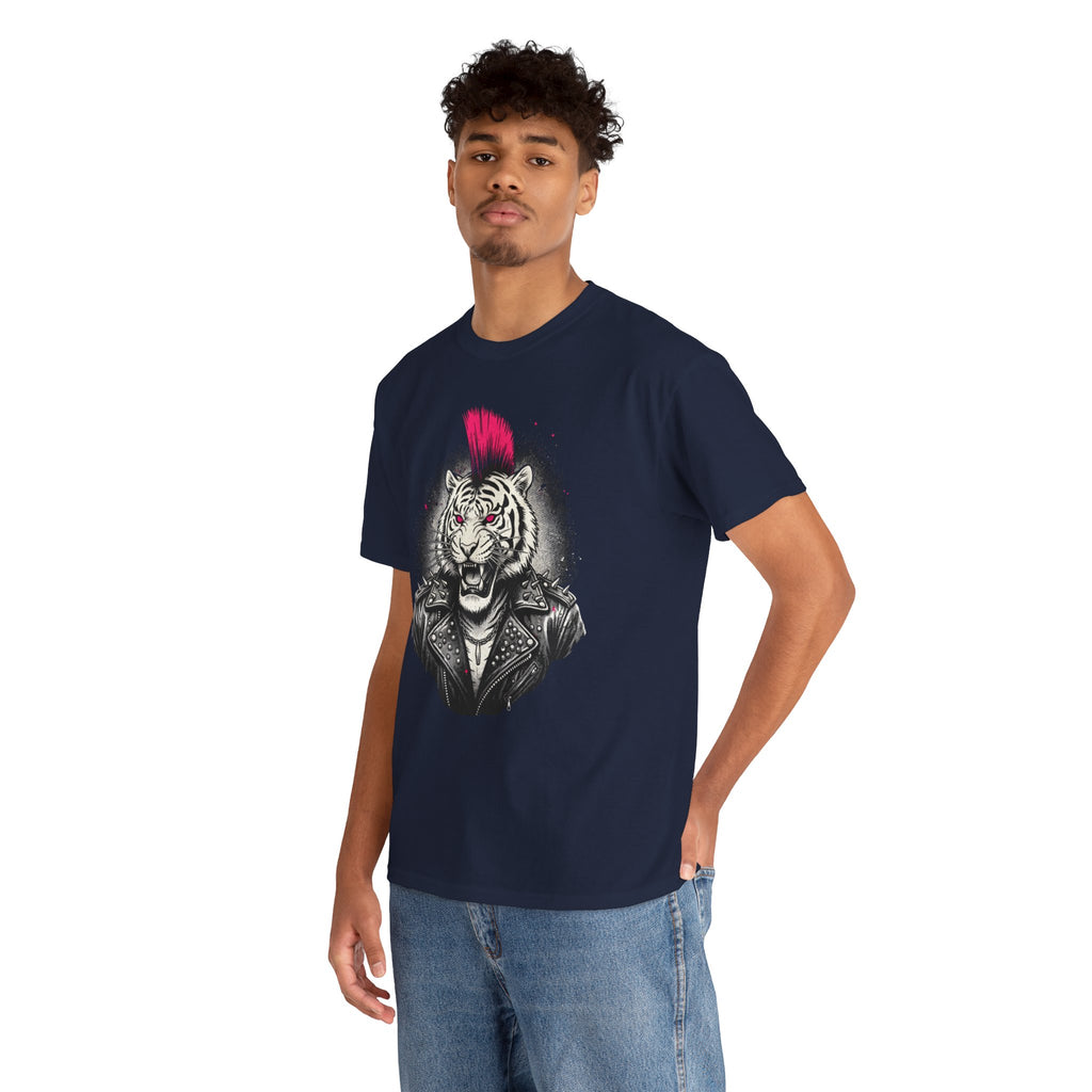 Punk Rock Tiger T-Shirt — Mohawk Tiger Graphic Tee 80's Fashion Rebel