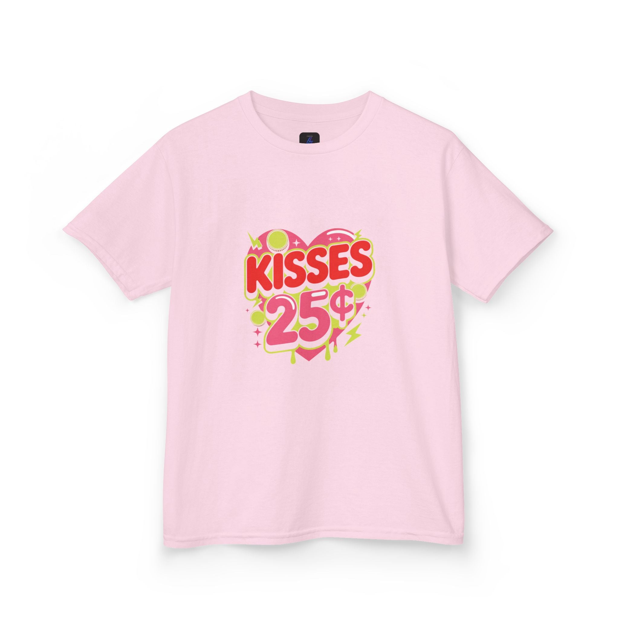 Kids T-Shirt — "Kisses 25" Retro Valentine Heart Tee 80s Retro