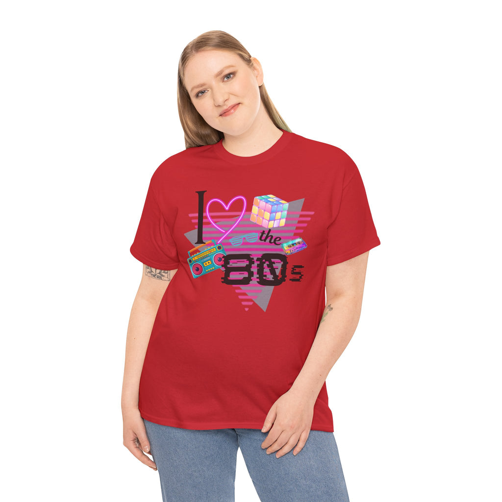 I Love the 80s T-Shirt — Retro Cassette, Rubik’s Cube & Neon Vintage Tee