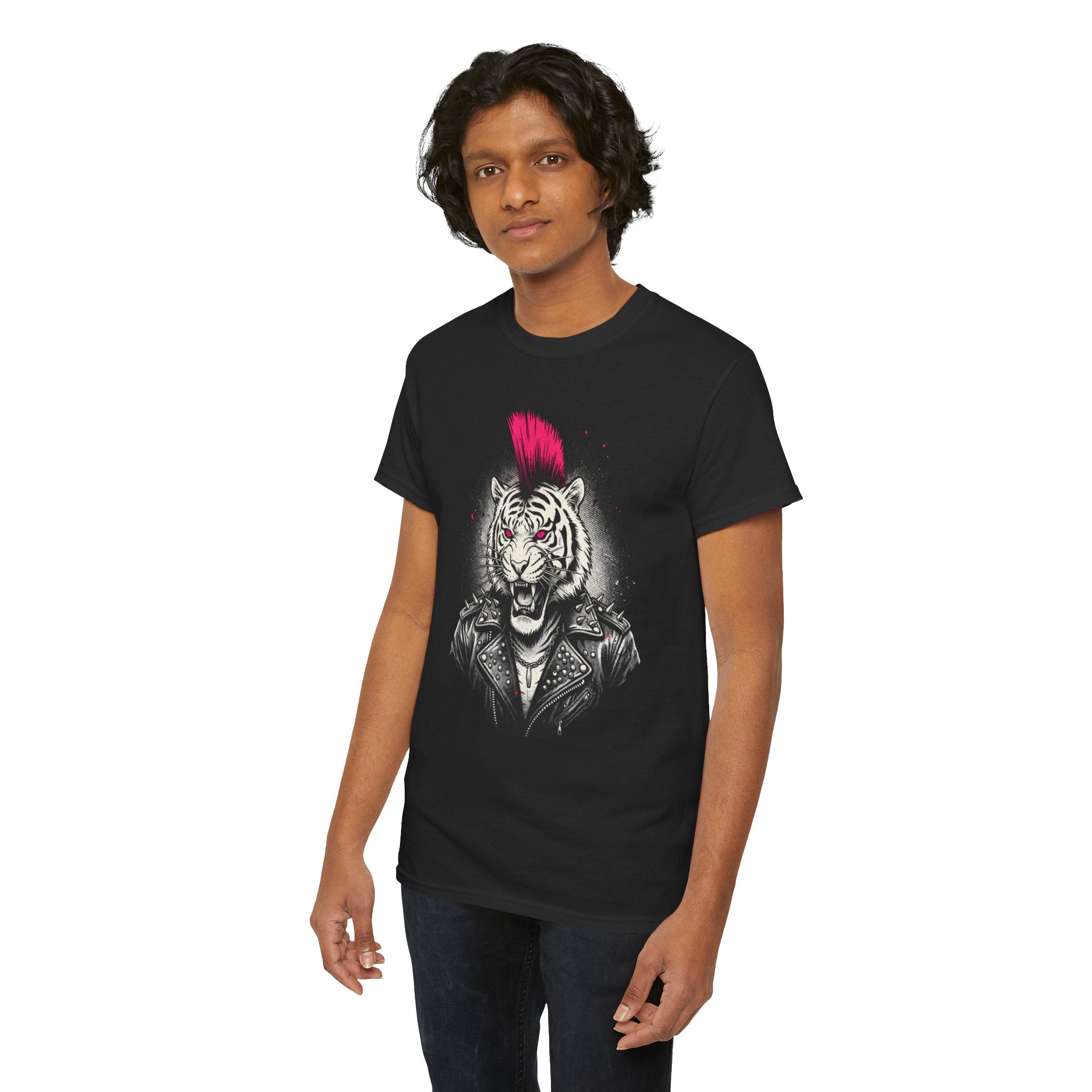 Punk Rock Tiger T-Shirt — Mohawk Tiger Graphic Tee 80's Fashion Rebel