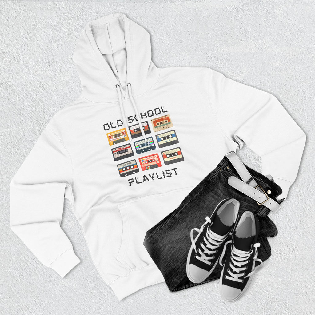 Old School Playlist Hoodie — Retro 80s Cassette Tape Graphic Pullover