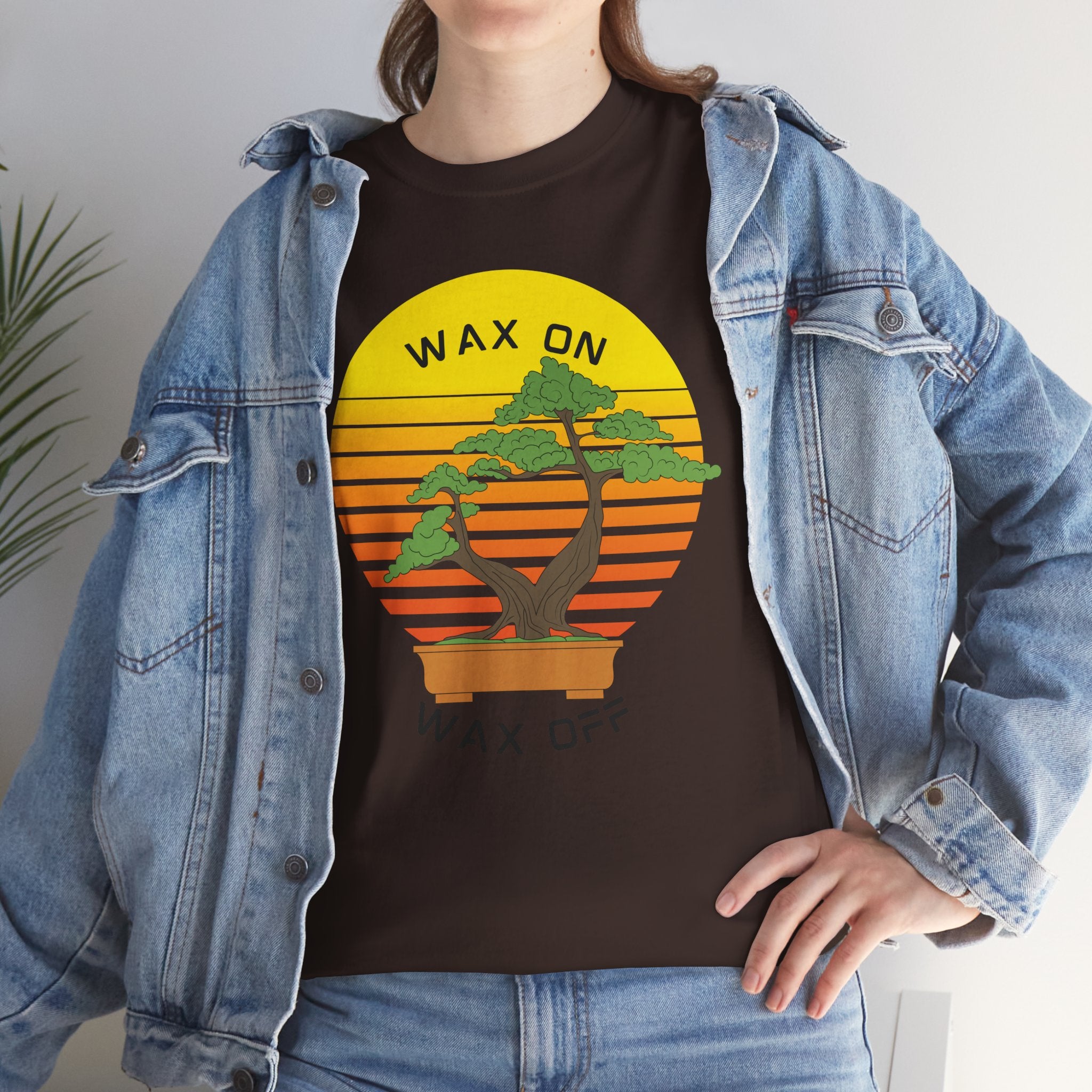 Wax On Wax Off Bonsai Tee — Retro Sunset Martial Arts T‑Shirt K-Kid Retro 80's