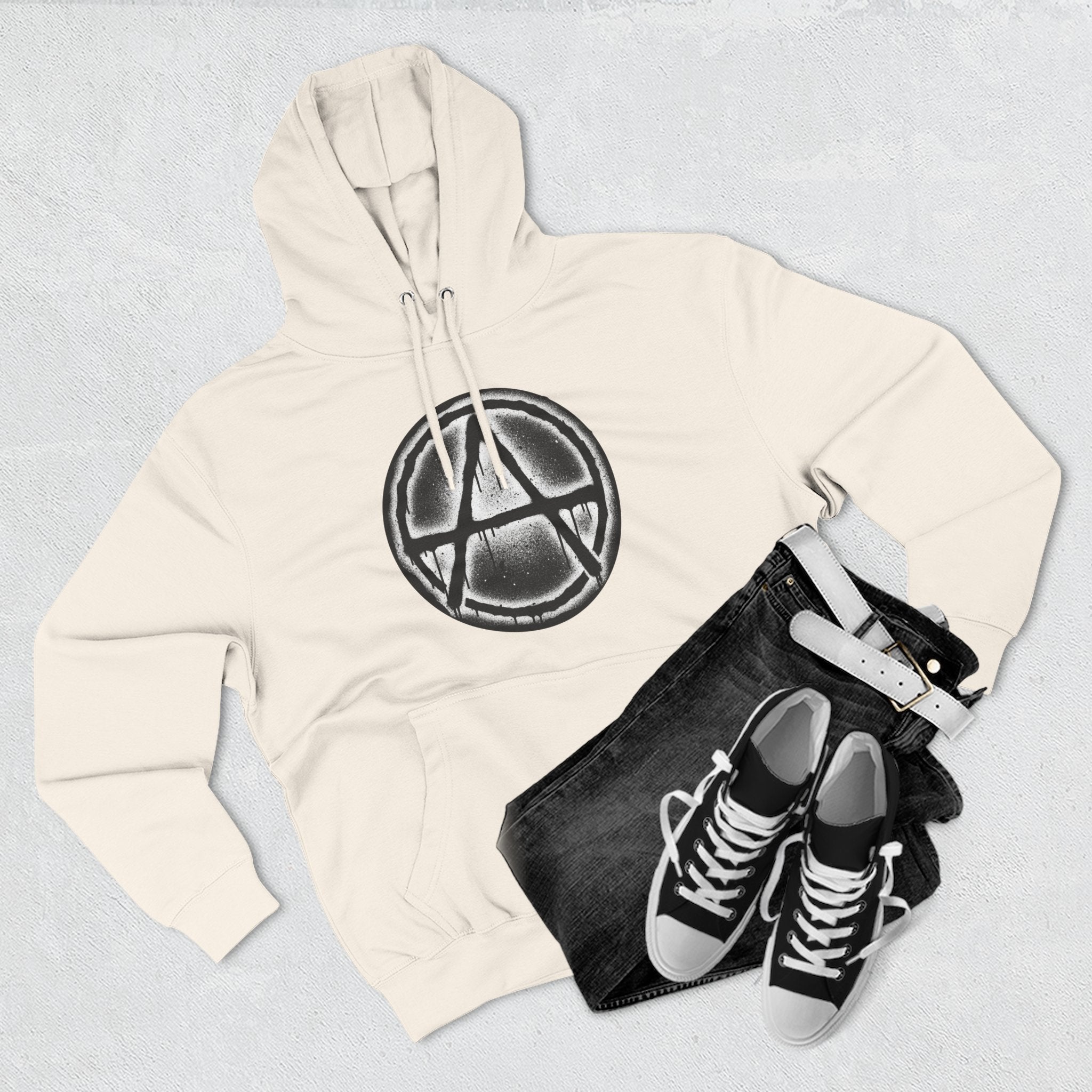 Anarchy Symbol Hoodie — Grunge Circle Anarchy Graphic Pullover 80's Fashion