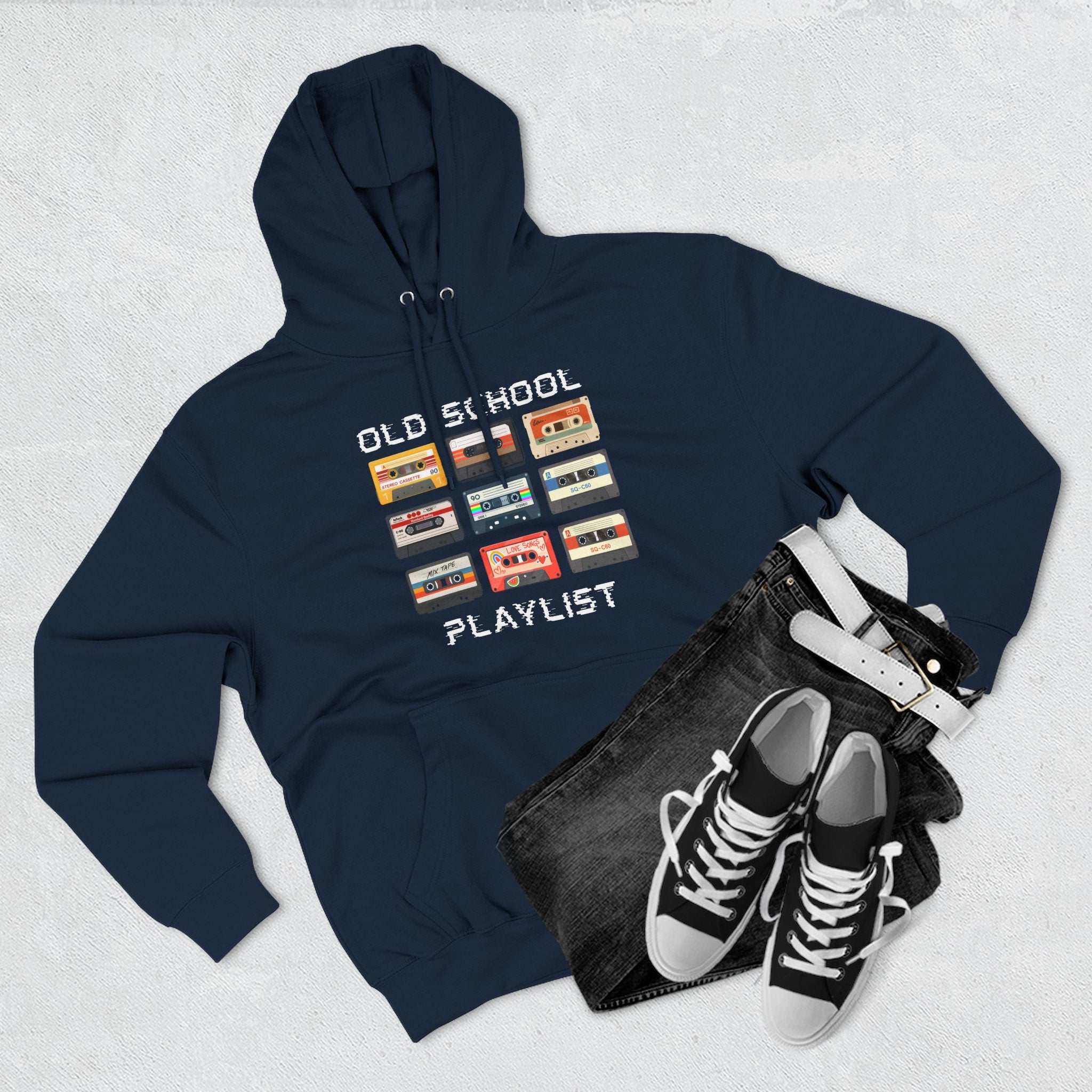 Old School Playlist Hoodie — Retro 80s Cassette Tape Graphic Pullover