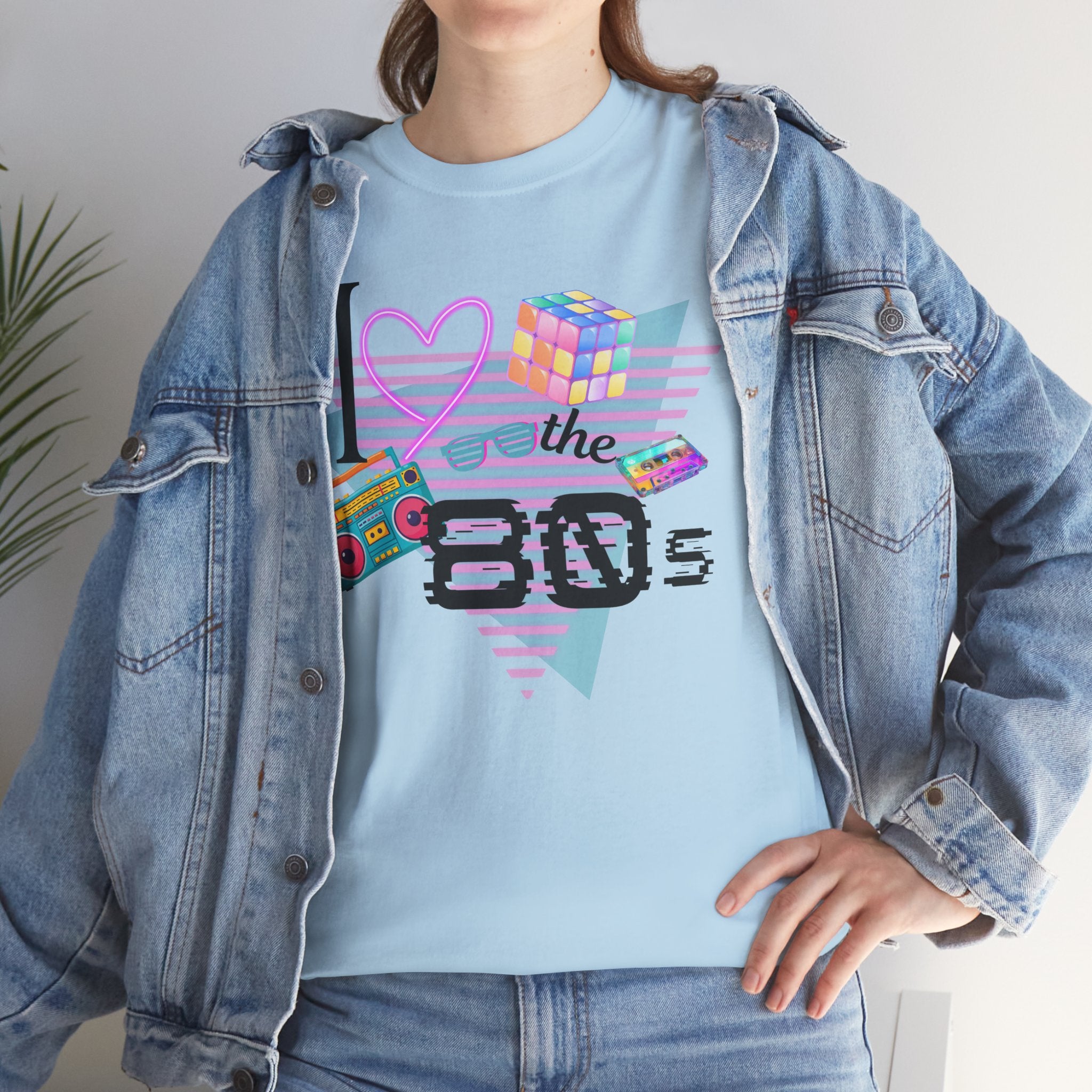 I Love the 80s T-Shirt — Retro Cassette, Rubik’s Cube & Neon Vintage Tee
