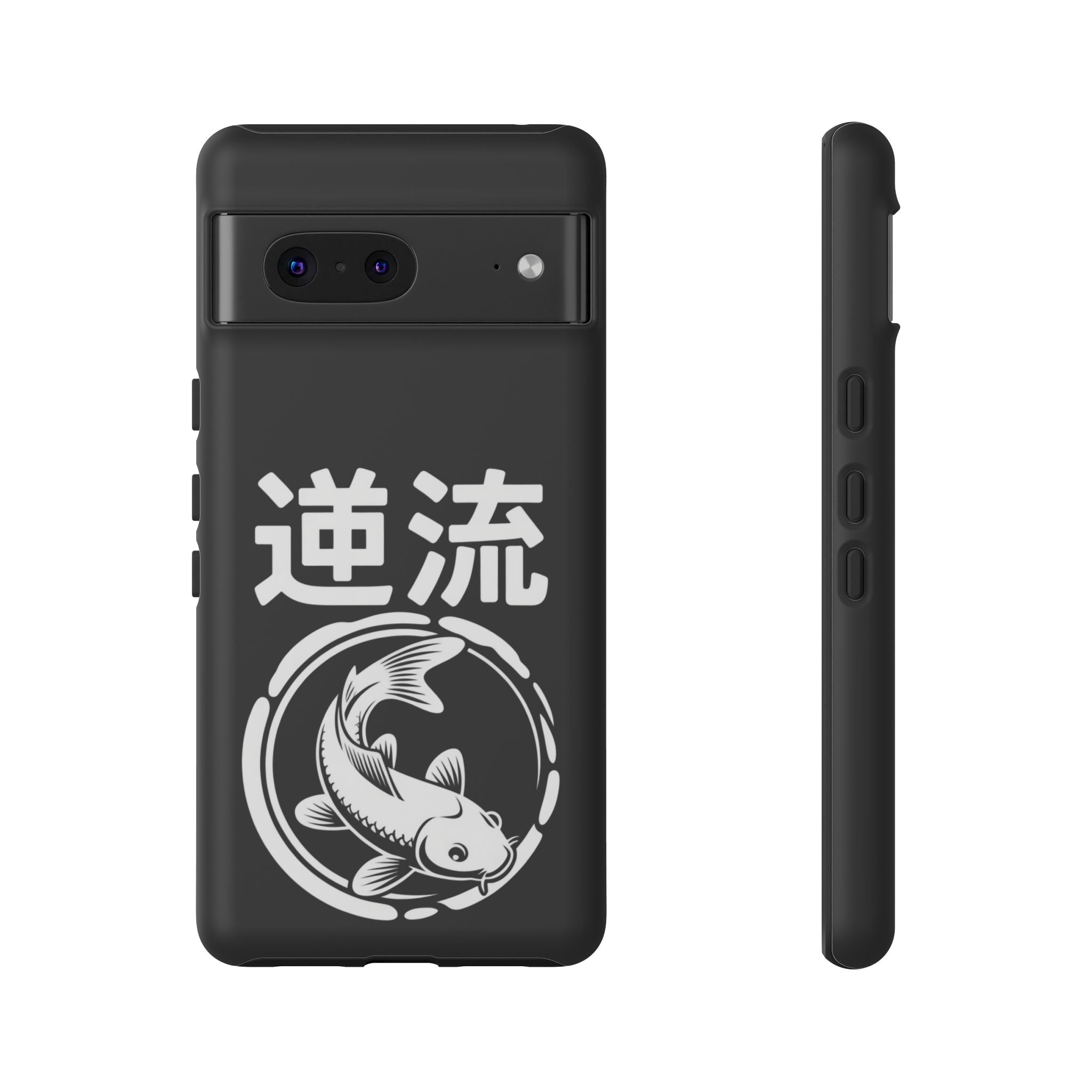 Koi '逆流' Tough Phone Case — Black Protective iPhone Cover - 80s Design