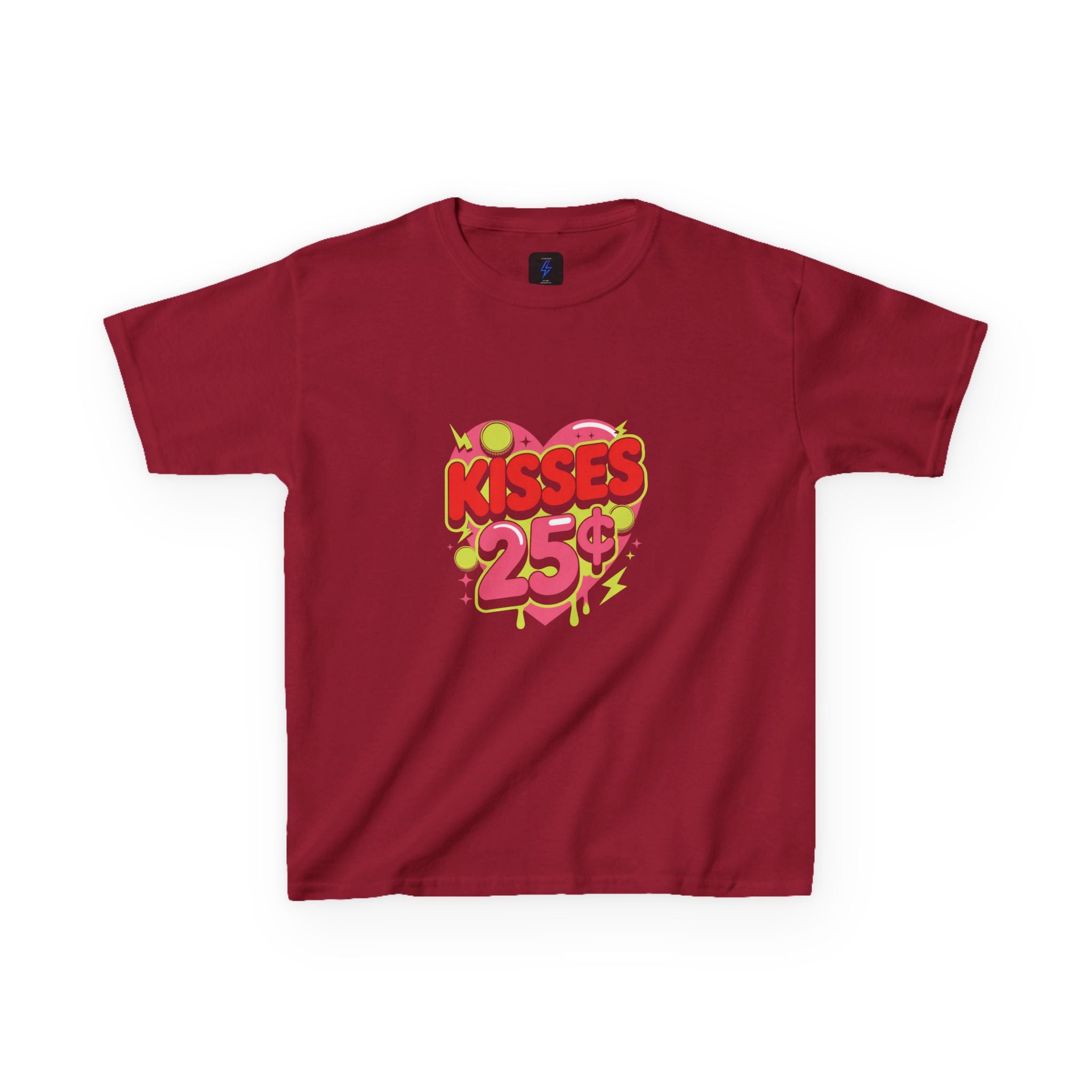 Kids T-Shirt — "Kisses 25" Retro Valentine Heart Tee 80s Retro
