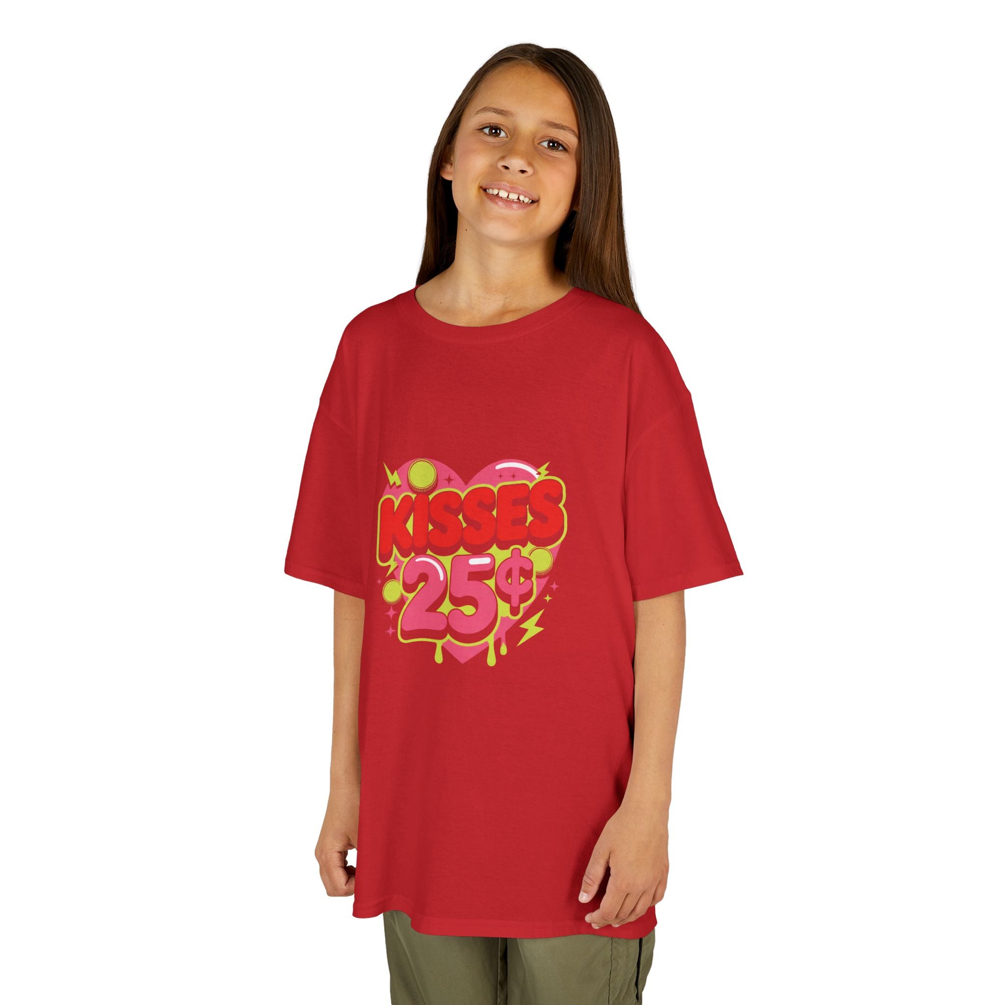 Kids T-Shirt — "Kisses 25" Retro Valentine Heart Tee 80s Retro