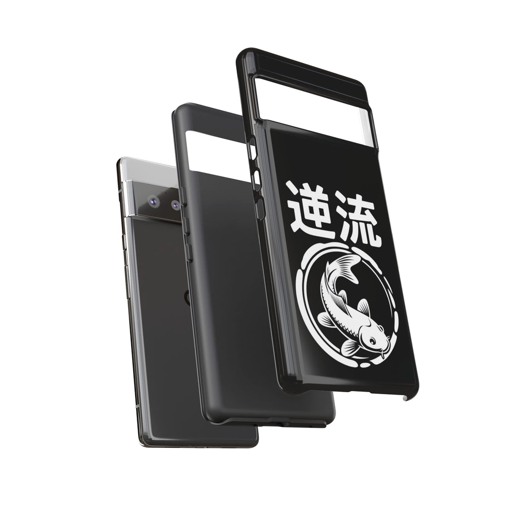 Koi '逆流' Tough Phone Case — Black Protective iPhone Cover - 80s Design