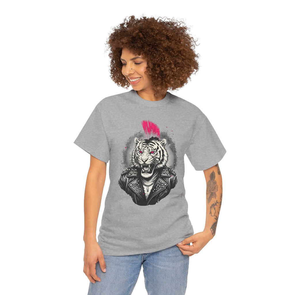 Punk Rock Tiger T-Shirt — Mohawk Tiger Graphic Tee 80's Fashion Rebel