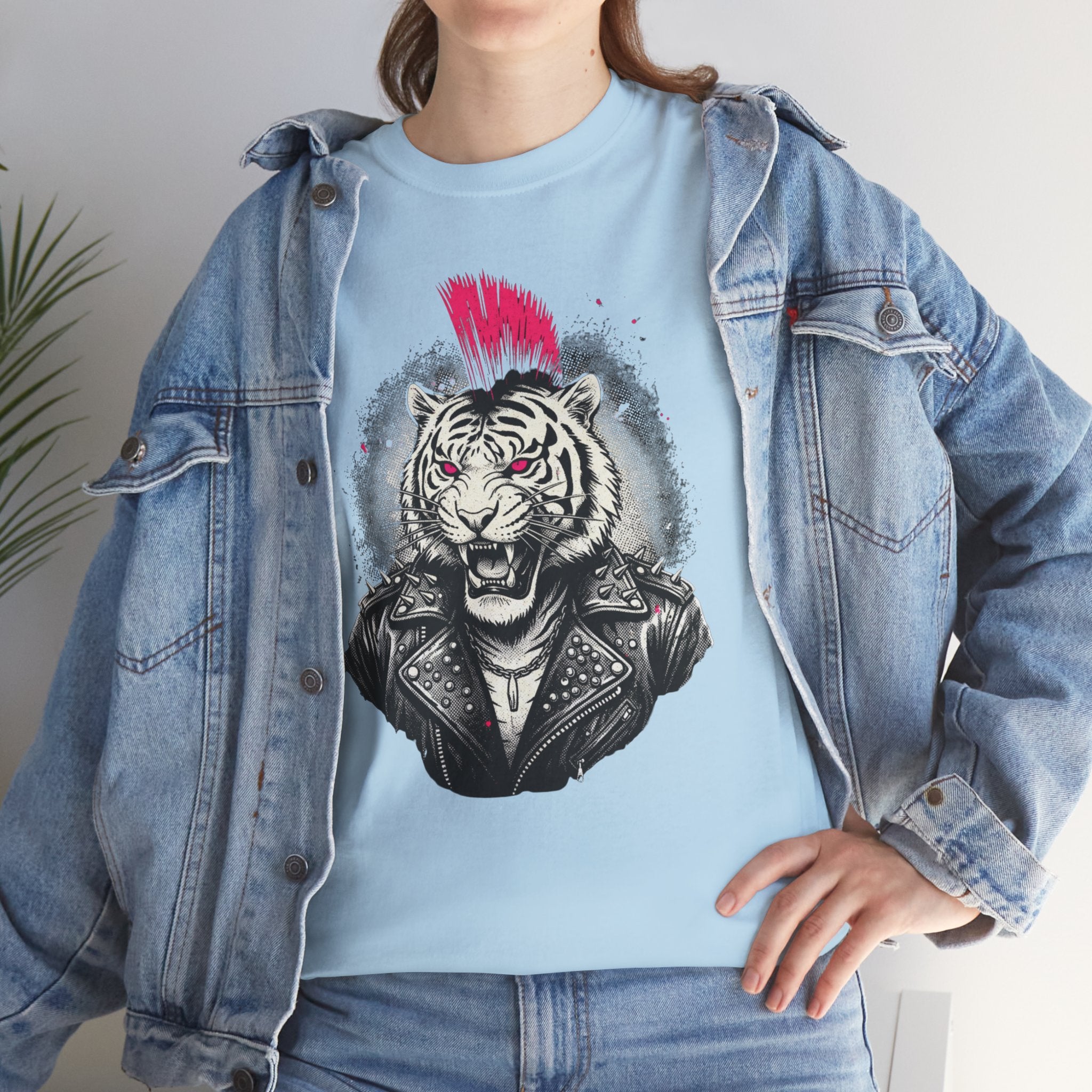 Punk Rock Tiger T-Shirt — Mohawk Tiger Graphic Tee 80's Fashion Rebel