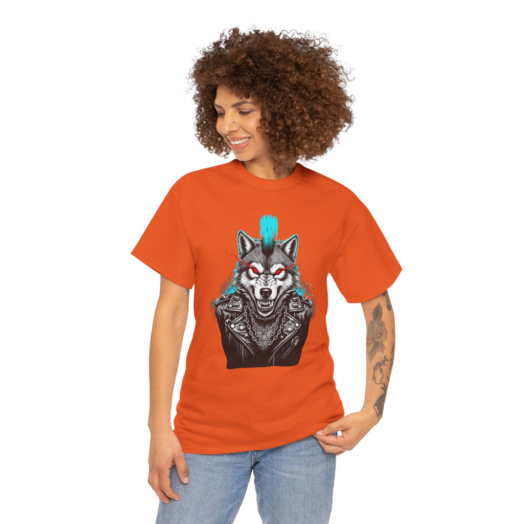 Wolf Punk Graphic Tee — Fierce Tribal Wolf Illustration T-Shirt 80's Rebel Fashion
