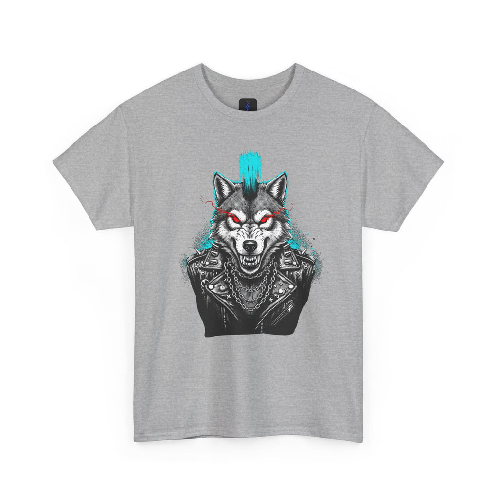 Wolf Punk Graphic Tee — Fierce Tribal Wolf Illustration T-Shirt 80's Rebel Fashion