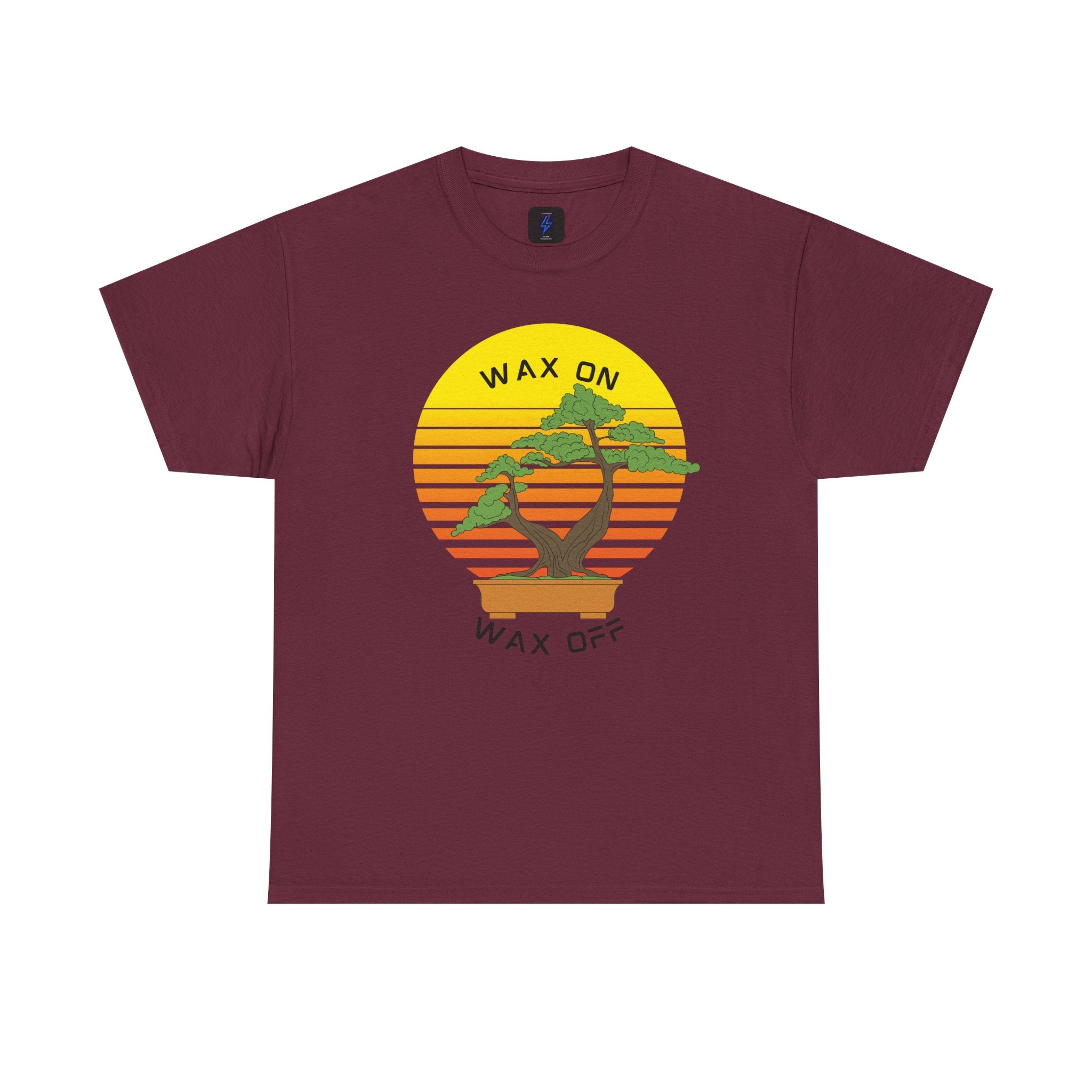 Wax On Wax Off Bonsai Tee — Retro Sunset Martial Arts T‑Shirt K-Kid Retro 80's