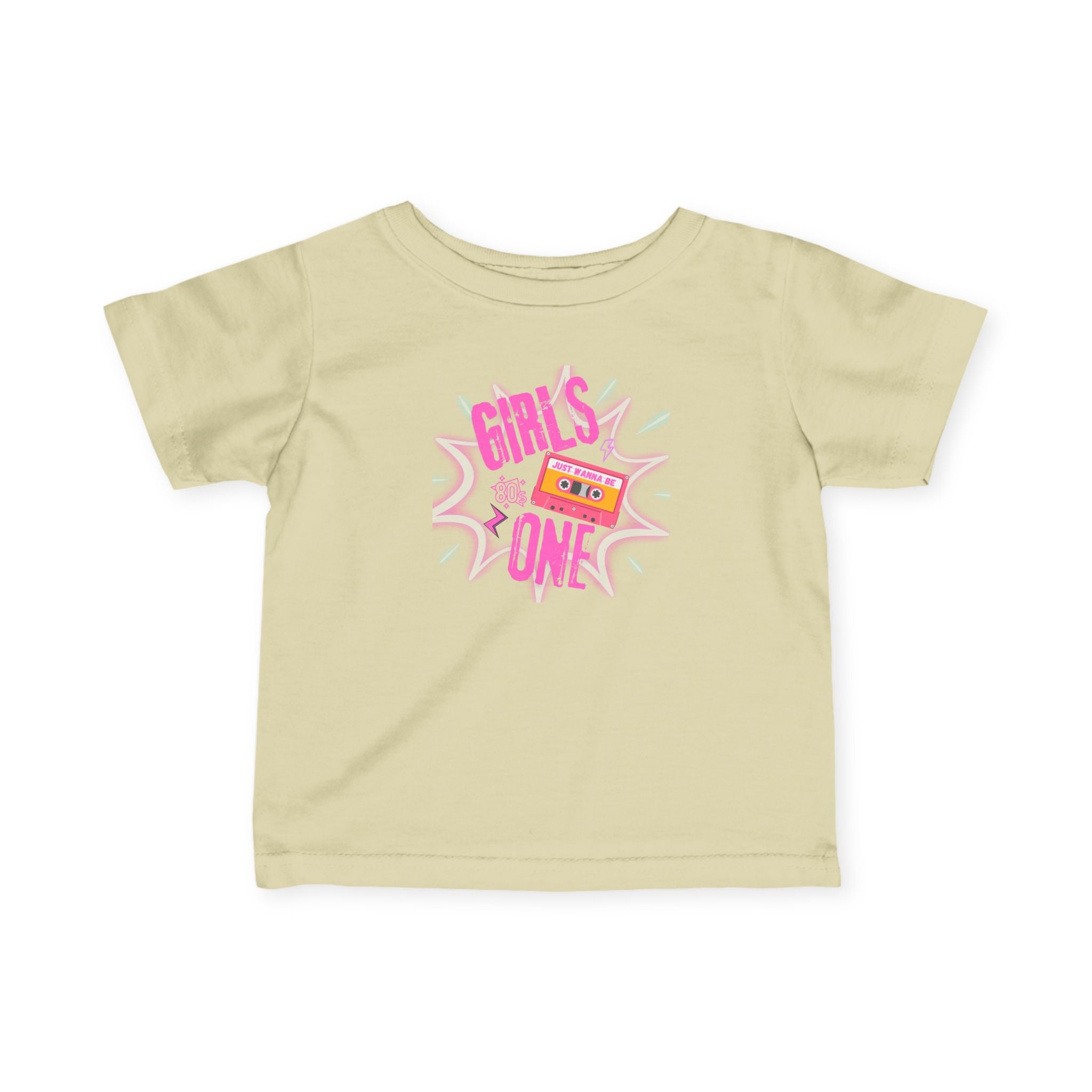 Girls One Infant Tee — 'Girl's One' Retro Cassette Baby T‑Shirt, First Birthday Outfit