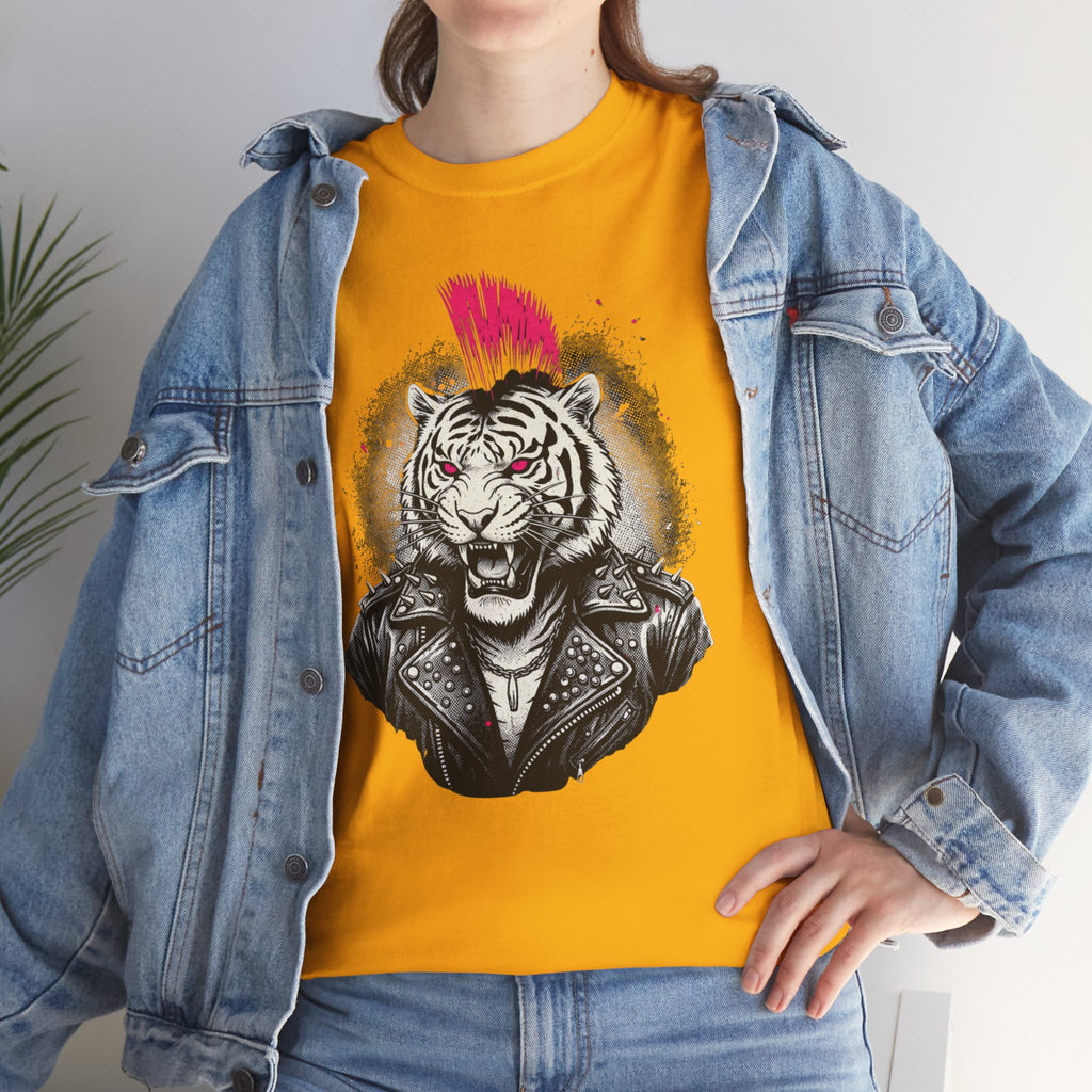 Punk Rock Tiger T-Shirt — Mohawk Tiger Graphic Tee 80's Fashion Rebel