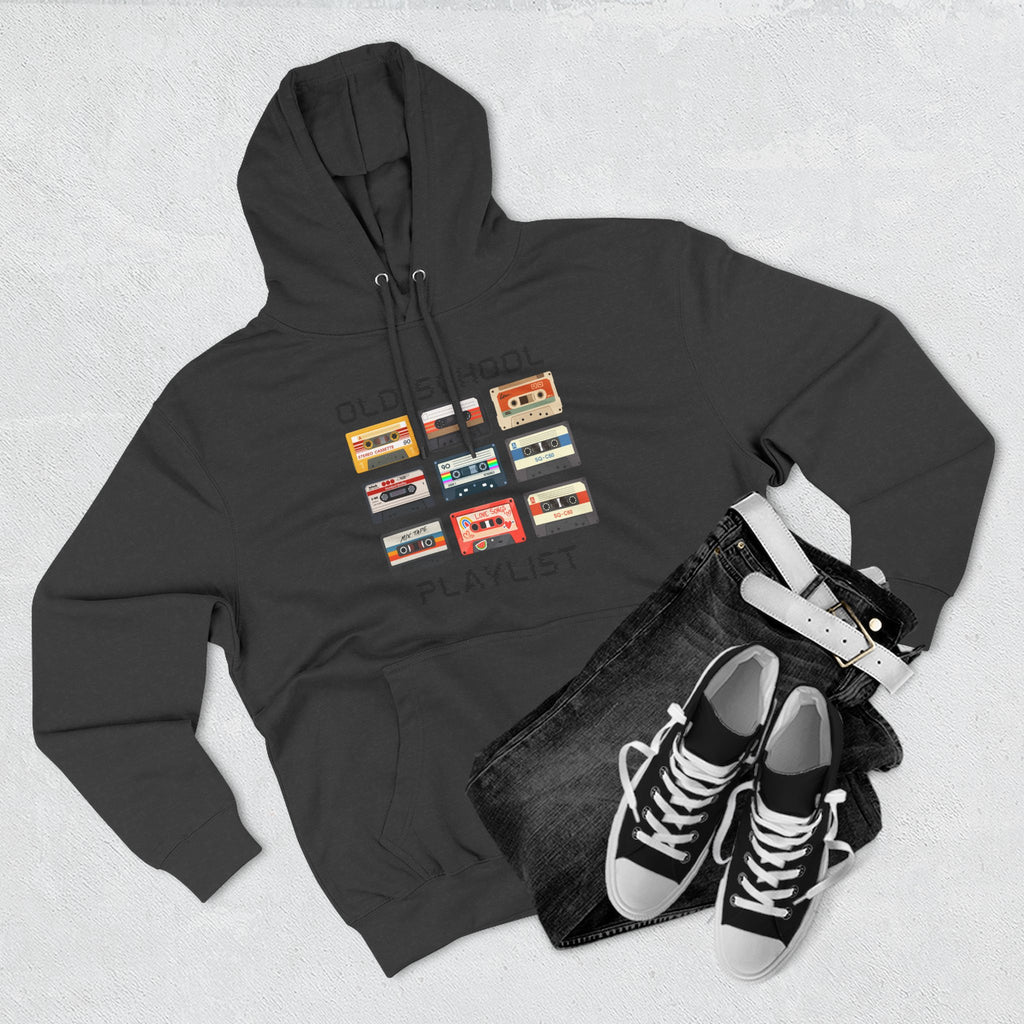 Old School Playlist Hoodie — Retro 80s Cassette Tape Graphic Pullover