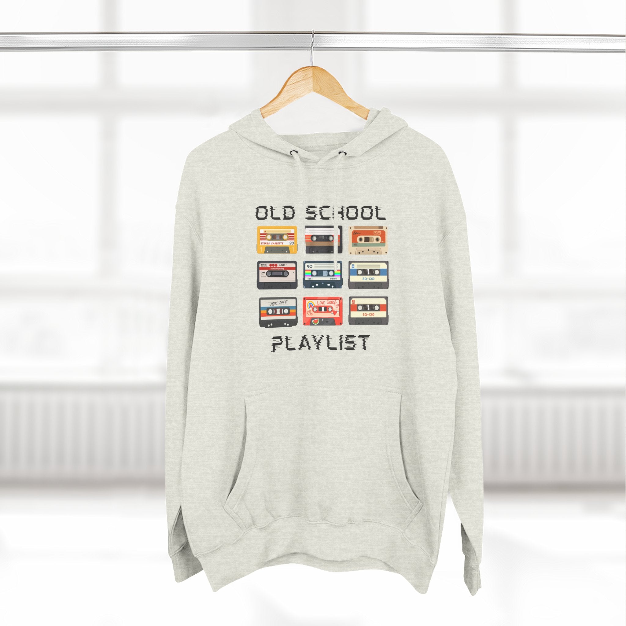 Old School Playlist Hoodie — Retro 80s Cassette Tape Graphic Pullover