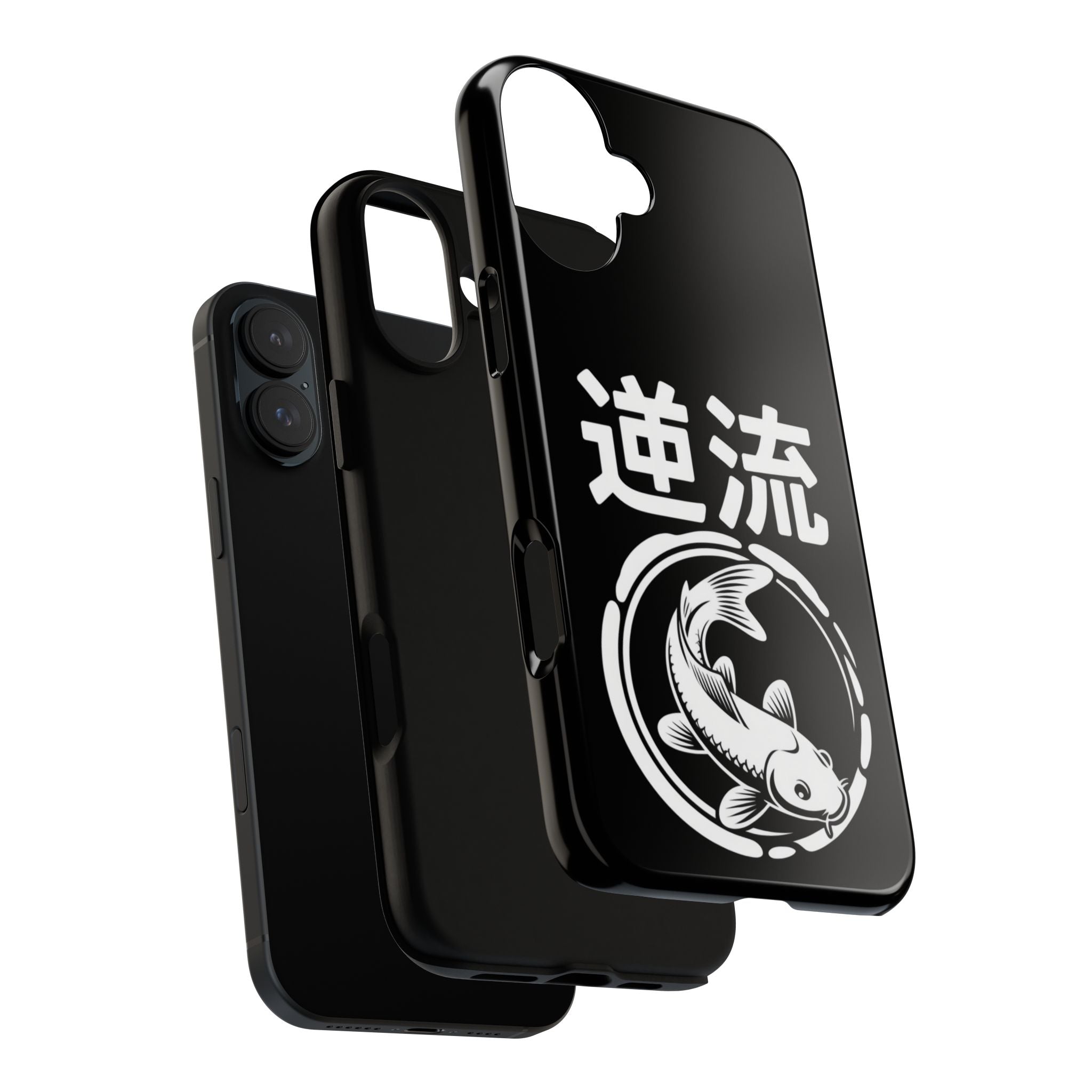 Koi '逆流' Tough Phone Case — Black Protective iPhone Cover - 80s Design