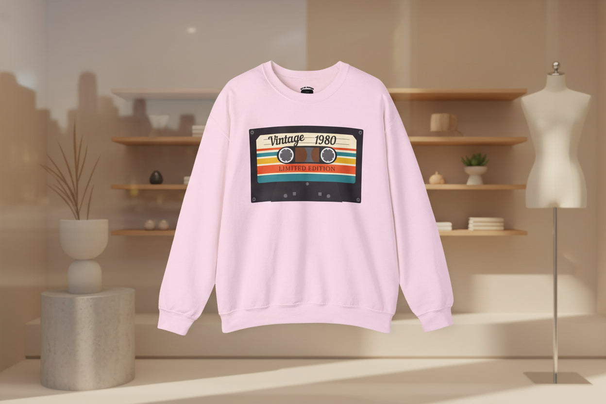 Vintage 1980 Cassette Sweatshirt — Retro Limited Edition Crewneck