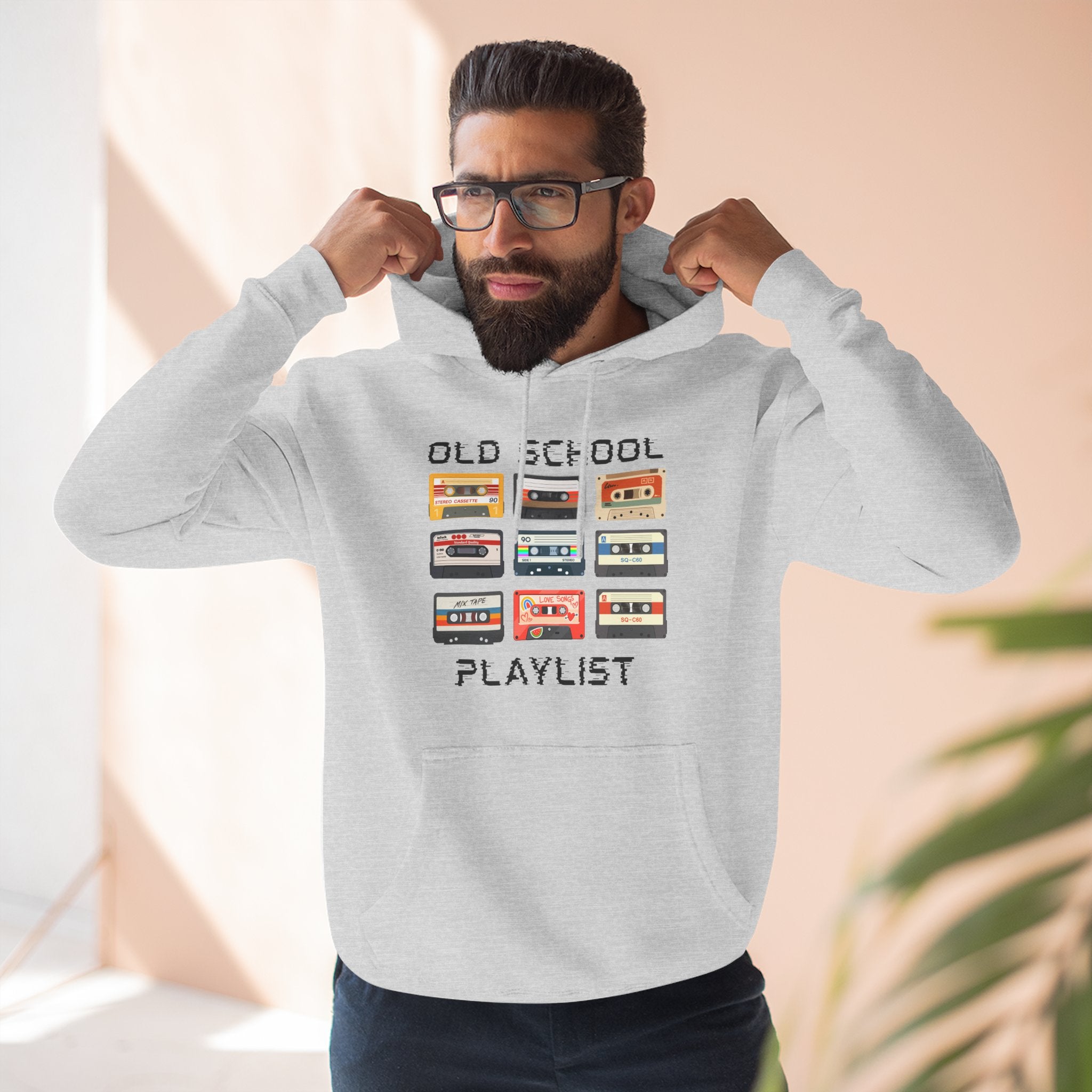 Old School Playlist Hoodie — Retro 80s Cassette Tape Graphic Pullover