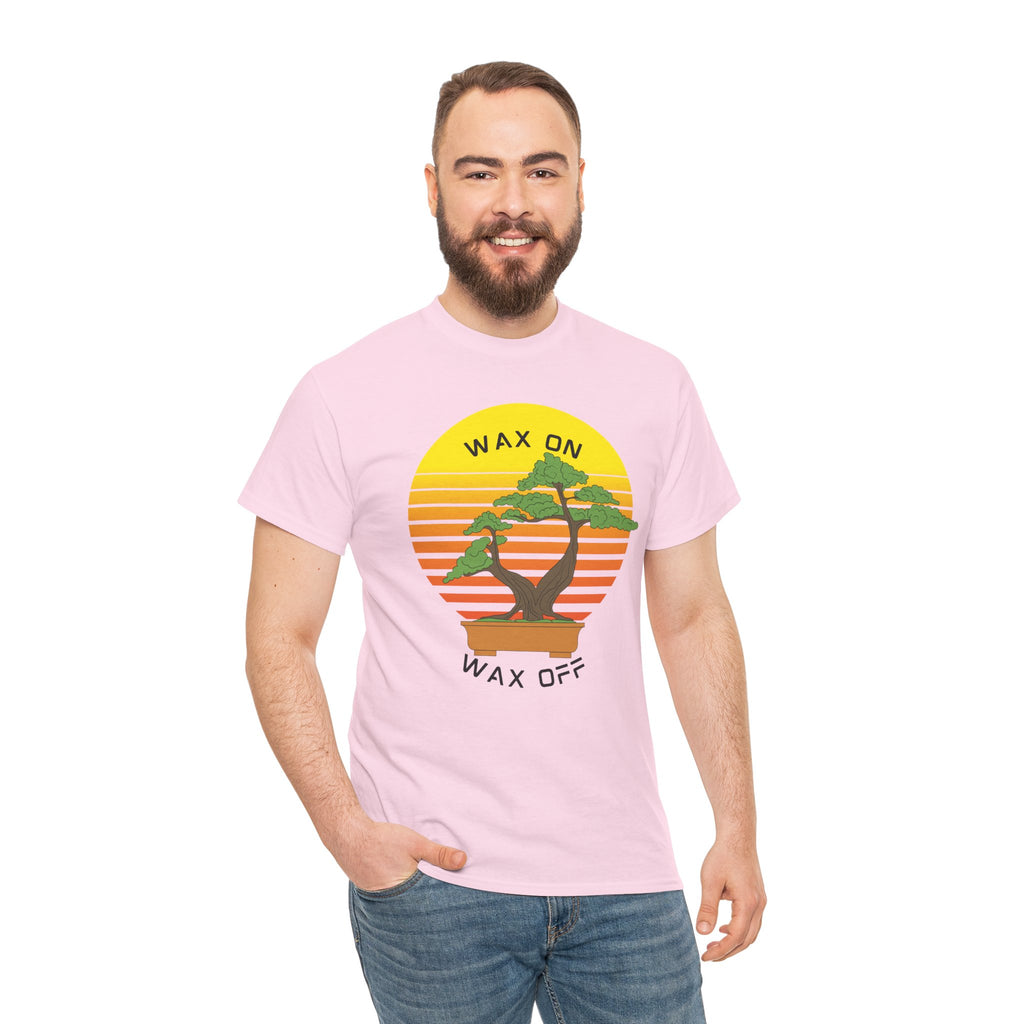 Wax On Wax Off Bonsai Tee — Retro Sunset Martial Arts T‑Shirt K-Kid Retro 80's