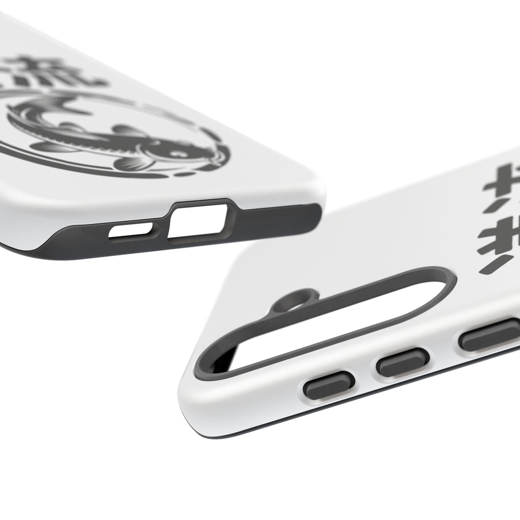 Phone Case — Koi Fish Yin Yang with Japanese Kanji (逆流) — Tough Protective Cover 80s Design