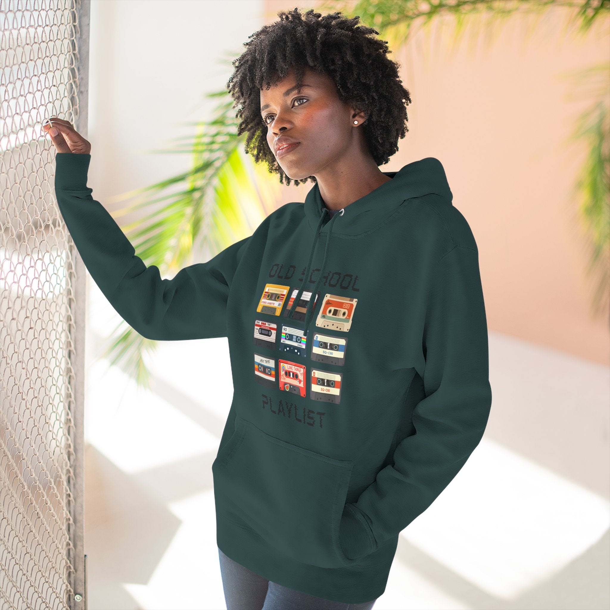 Old School Playlist Hoodie — Retro 80s Cassette Tape Graphic Pullover