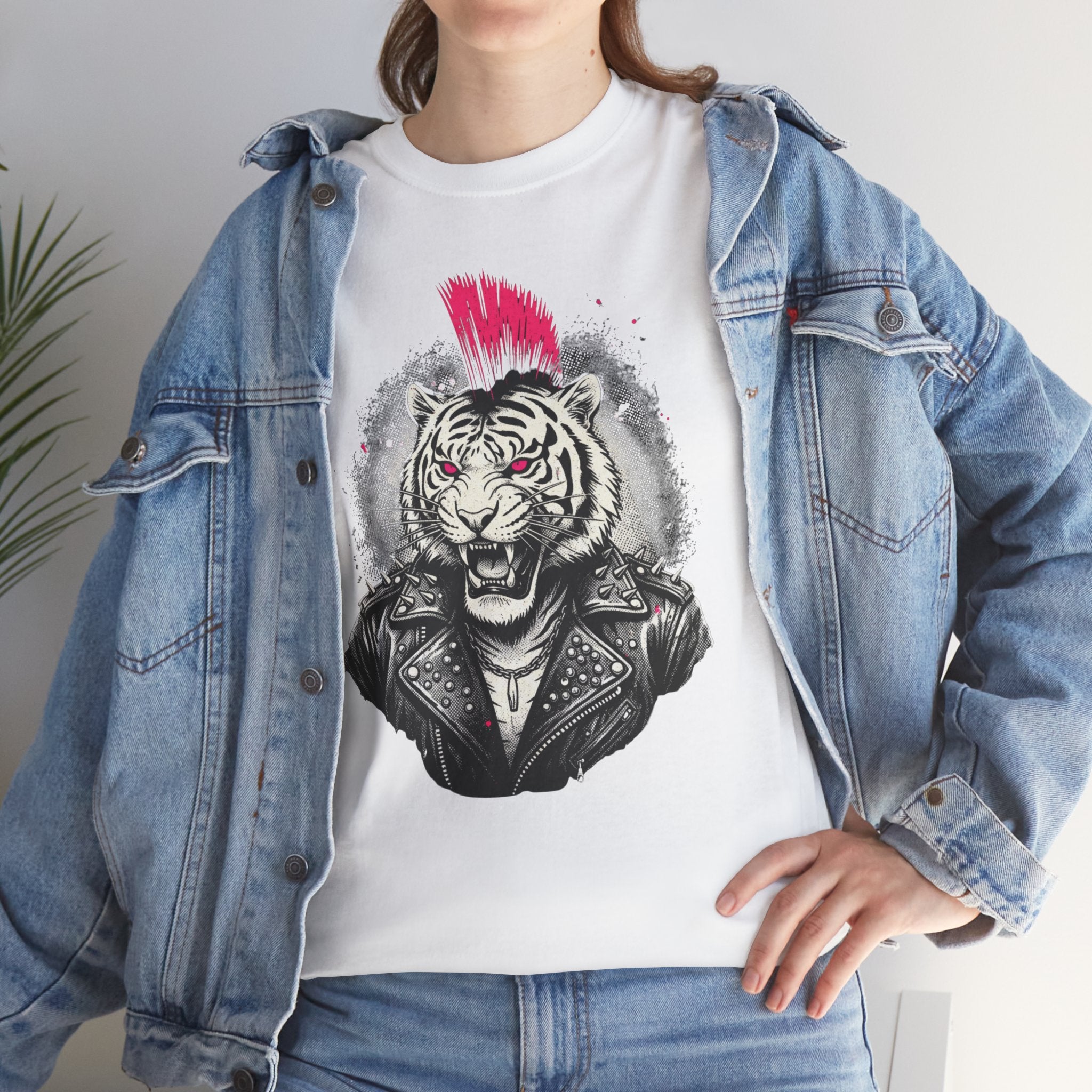 Punk Rock Tiger T-Shirt — Mohawk Tiger Graphic Tee 80's Fashion Rebel