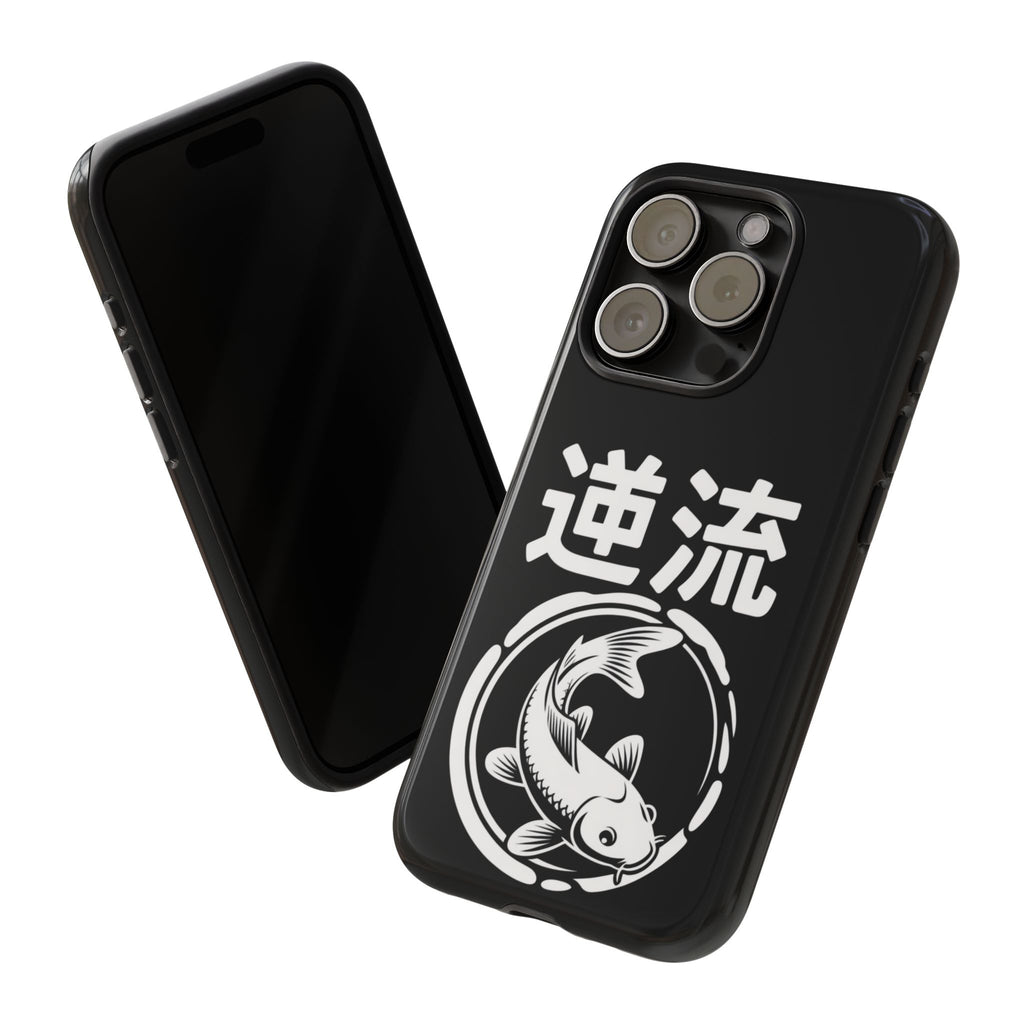Koi '逆流' Tough Phone Case — Black Protective iPhone Cover - 80s Design