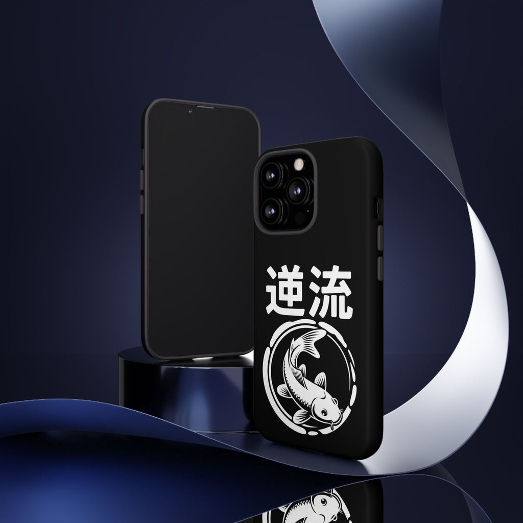 Koi '逆流' Tough Phone Case — Black Protective iPhone Cover - 80s Design