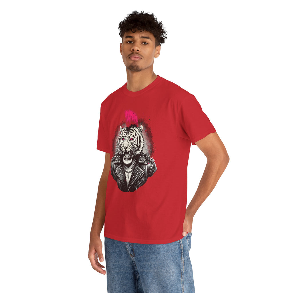 Punk Rock Tiger T-Shirt — Mohawk Tiger Graphic Tee 80's Fashion Rebel