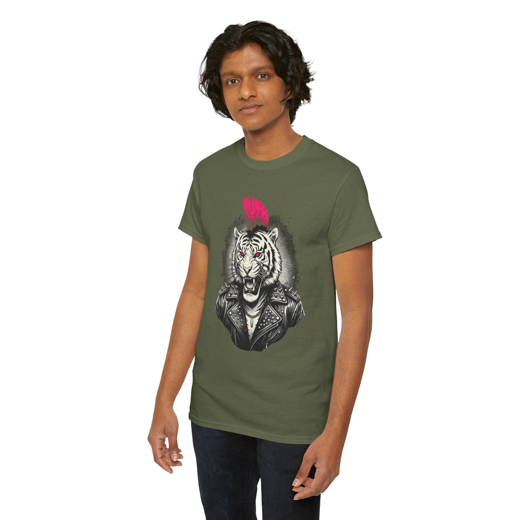 Punk Rock Tiger T-Shirt — Mohawk Tiger Graphic Tee 80's Fashion Rebel