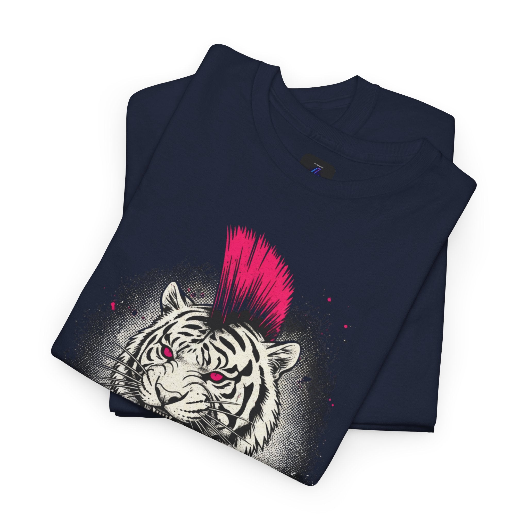 Punk Rock Tiger T-Shirt — Mohawk Tiger Graphic Tee 80's Fashion Rebel