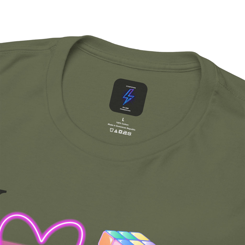 I Love the 80s T-Shirt — Retro Cassette, Rubik’s Cube & Neon Vintage Tee