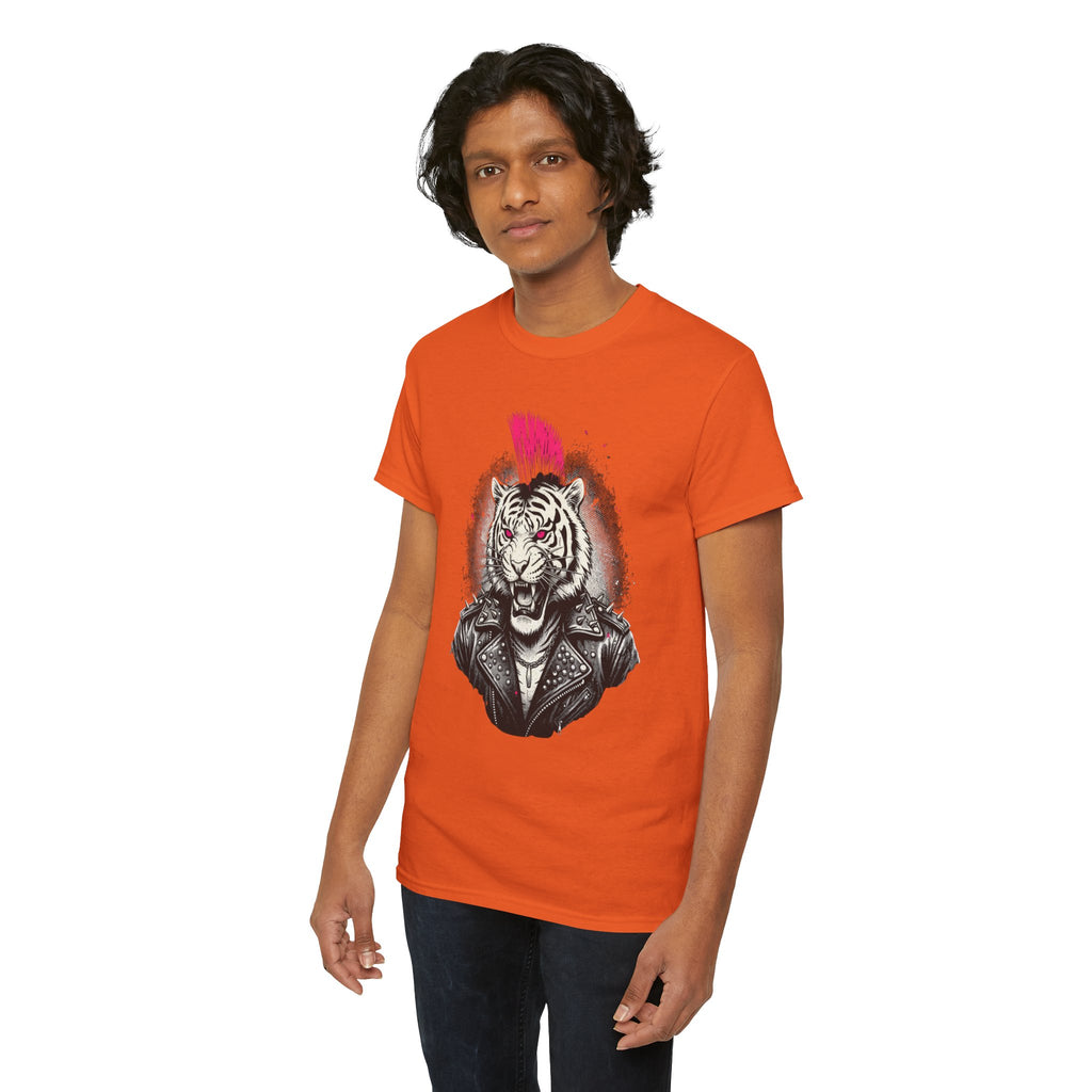 Punk Rock Tiger T-Shirt — Mohawk Tiger Graphic Tee 80's Fashion Rebel